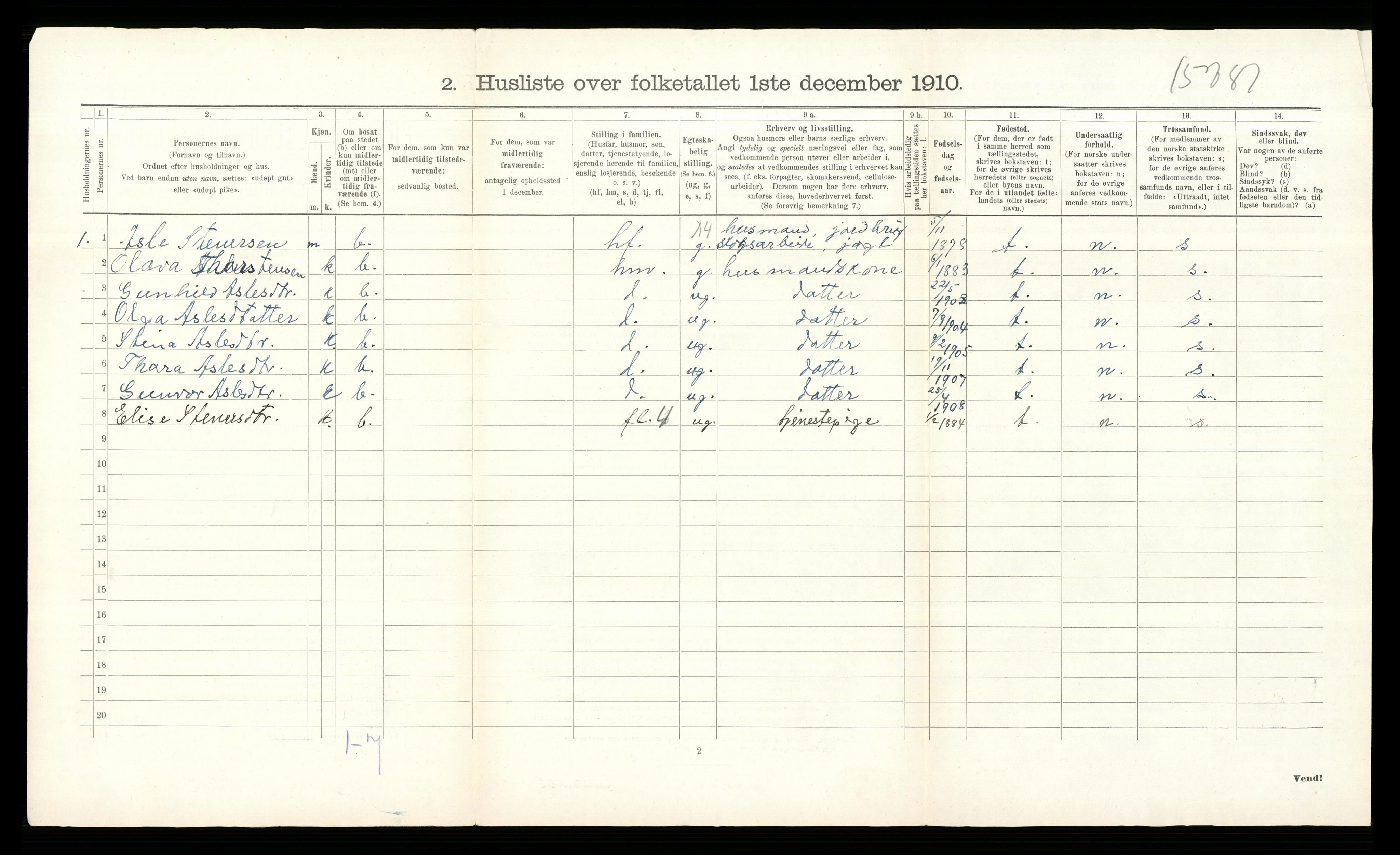 RA, Folketelling 1910 for 0622 Krødsherad herred, 1910, s. 38