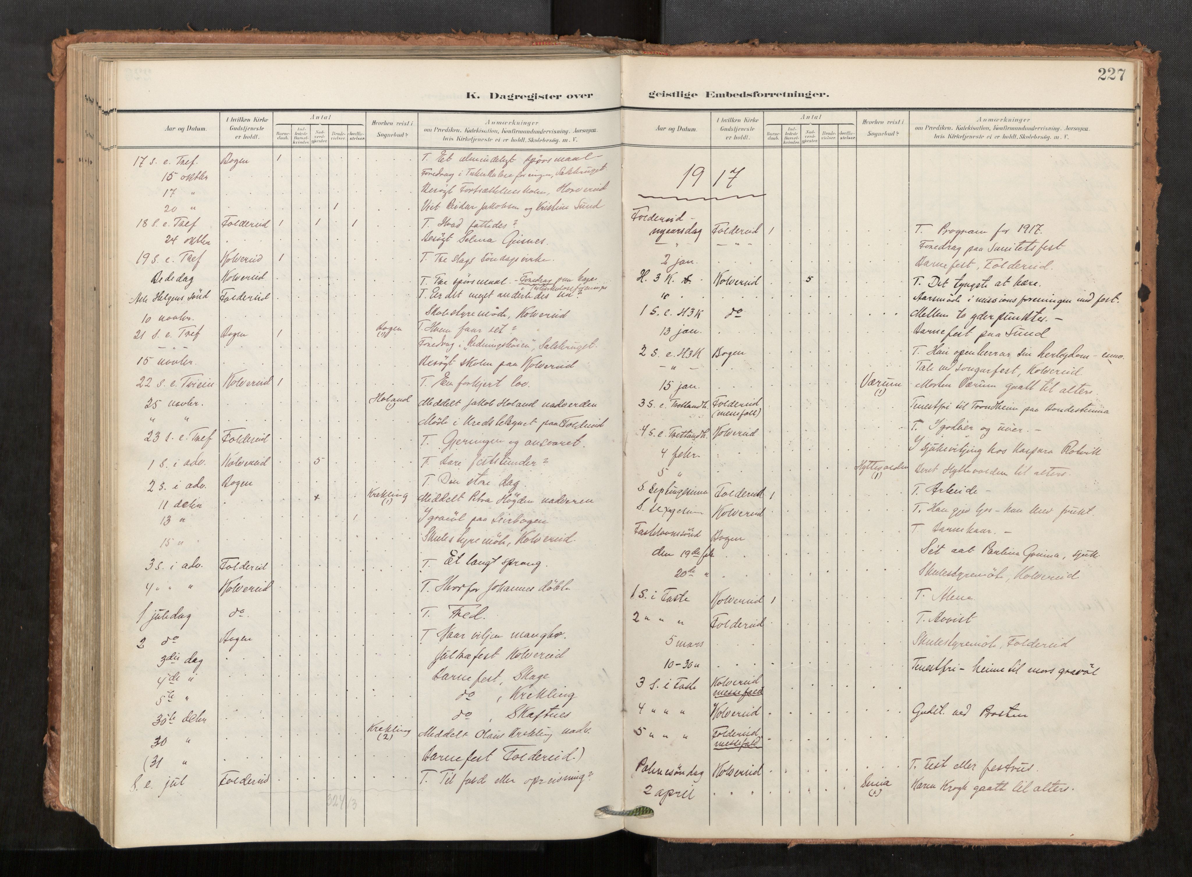 Kolvereid sokneprestkontor, AV/SAT-A-1171/H/Ha/Haa/L0001: Ministerialbok nr. 1, 1903-1922, s. 227
