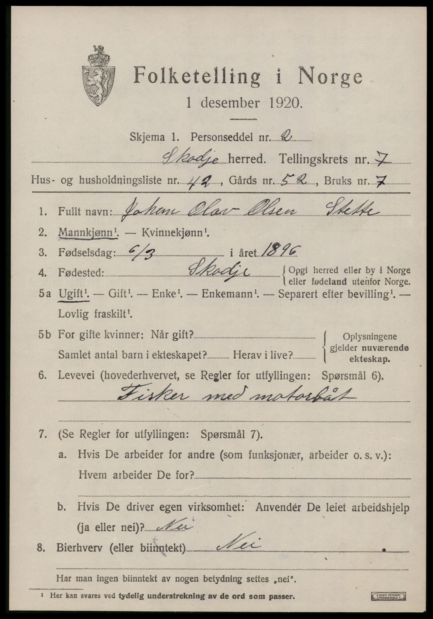 SAT, Folketelling 1920 for 1529 Skodje herred, 1920, s. 3461