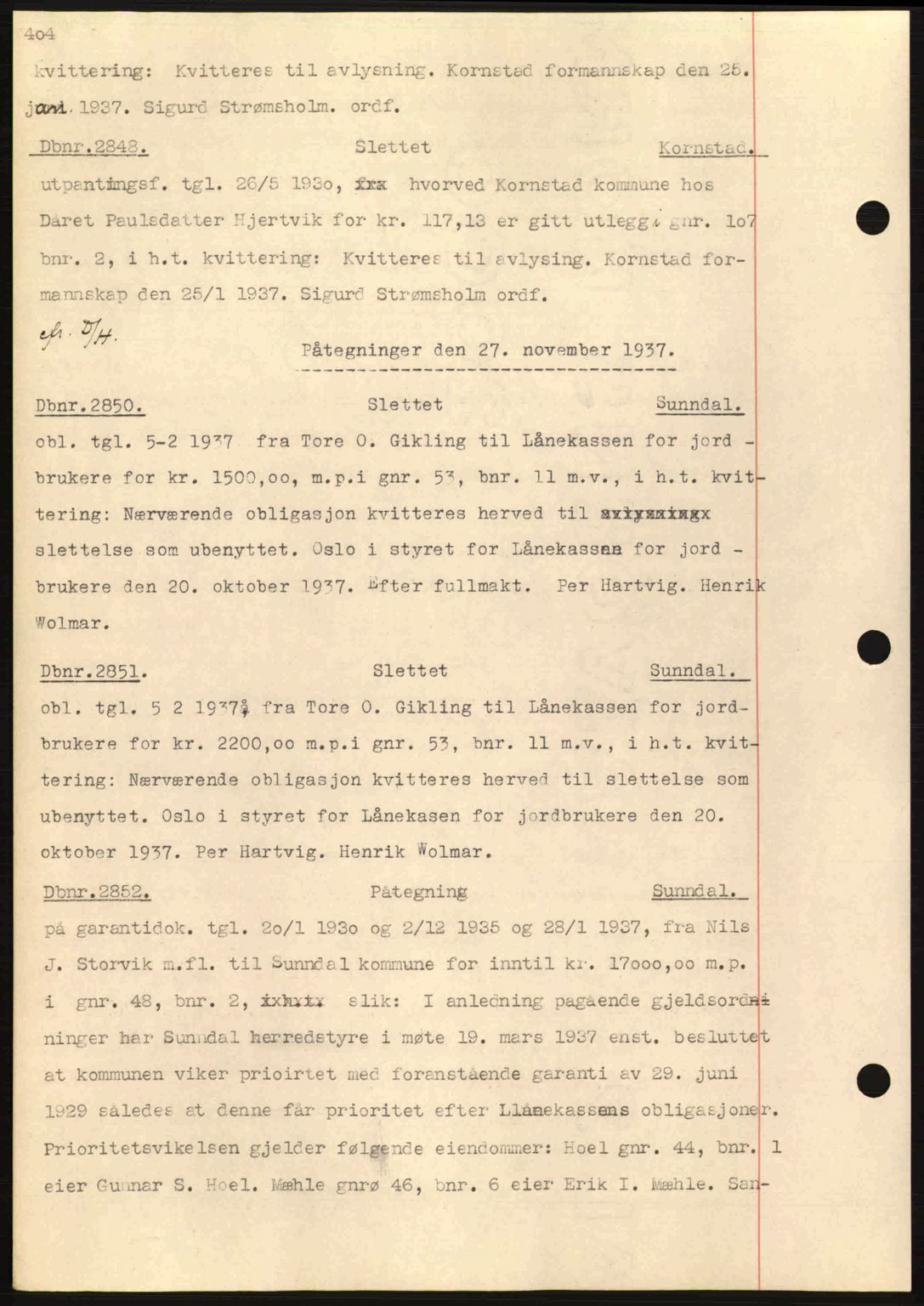 Nordmøre sorenskriveri, SAT/A-4132/1/2/2Ca: Pantebok nr. C80, 1936-1939, Dagboknr: 2848/1937