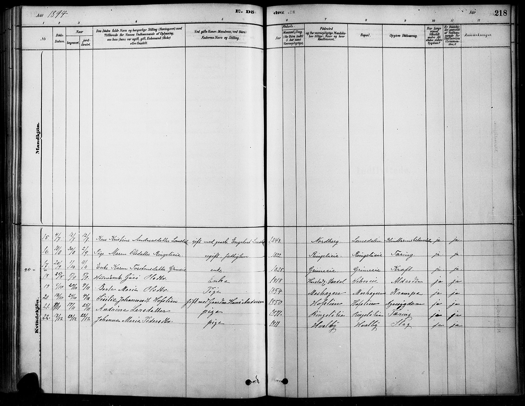 Søndre Land prestekontor, SAH/PREST-122/K/L0003: Ministerialbok nr. 3, 1878-1894, s. 218