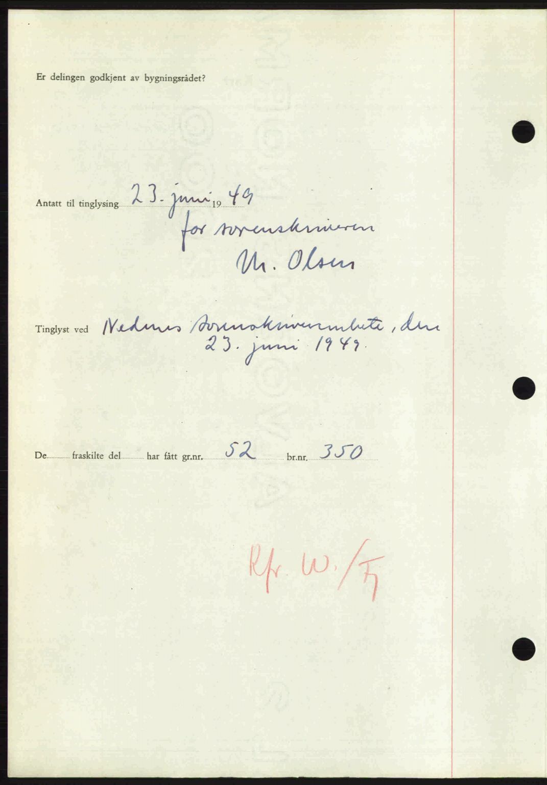 Nedenes sorenskriveri, SAK/1221-0006/G/Gb/Gba/L0060: Pantebok nr. A12, 1948-1949, Dagboknr: 953/1949