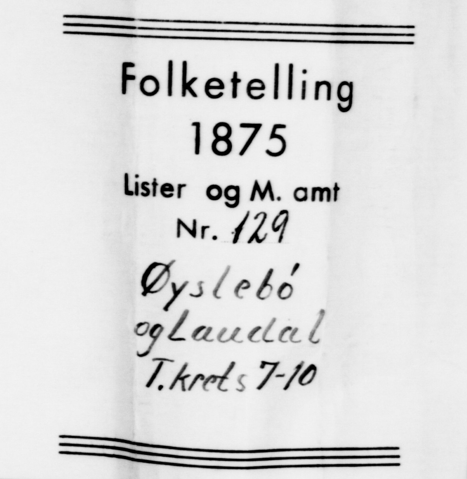 SAK, Folketelling 1875 for 1020P Holum prestegjeld, 1875, s. 725