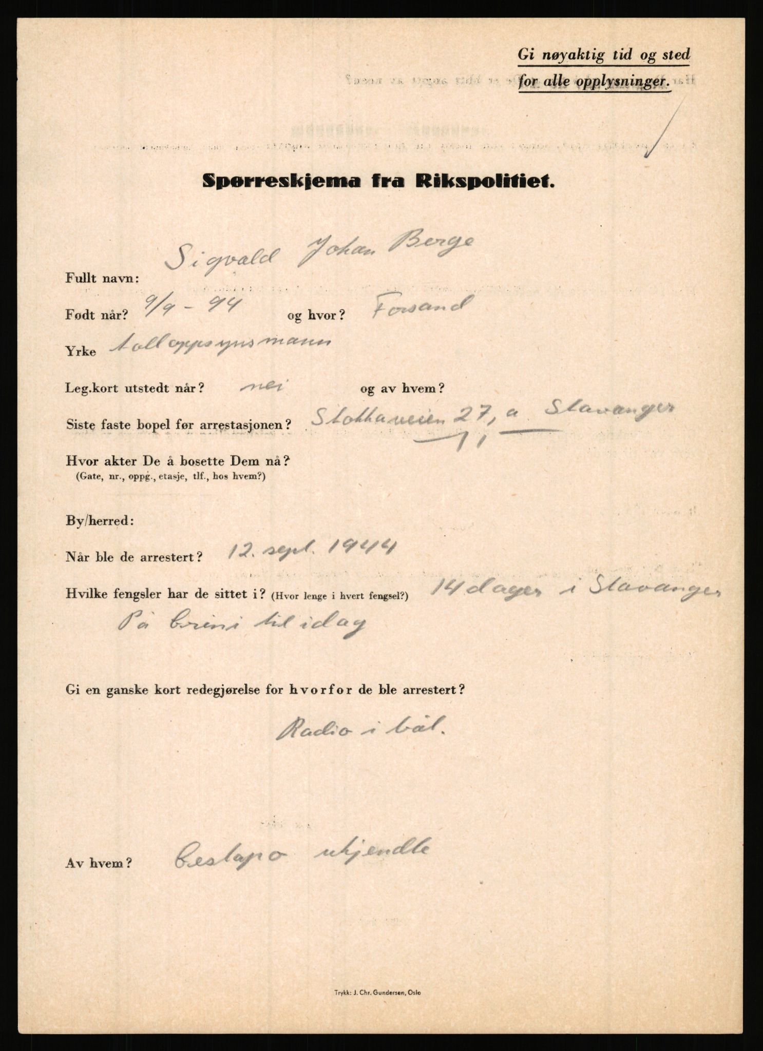 Rikspolitisjefen, AV/RA-S-1560/L/L0002: Berg, Alf - Bråthen, Thorleif, 1940-1945, s. 161