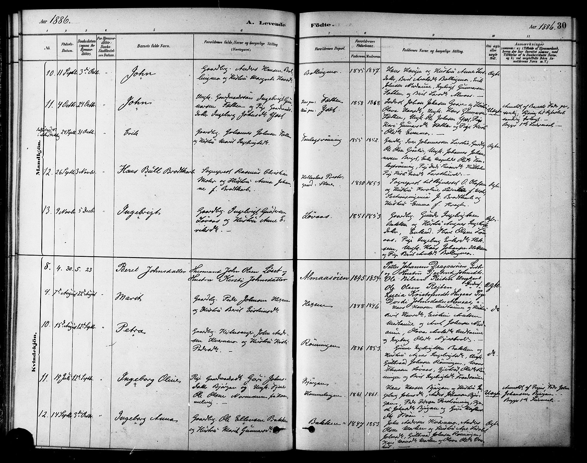 Ministerialprotokoller, klokkerbøker og fødselsregistre - Sør-Trøndelag, SAT/A-1456/685/L0972: Ministerialbok nr. 685A09, 1879-1890, s. 30