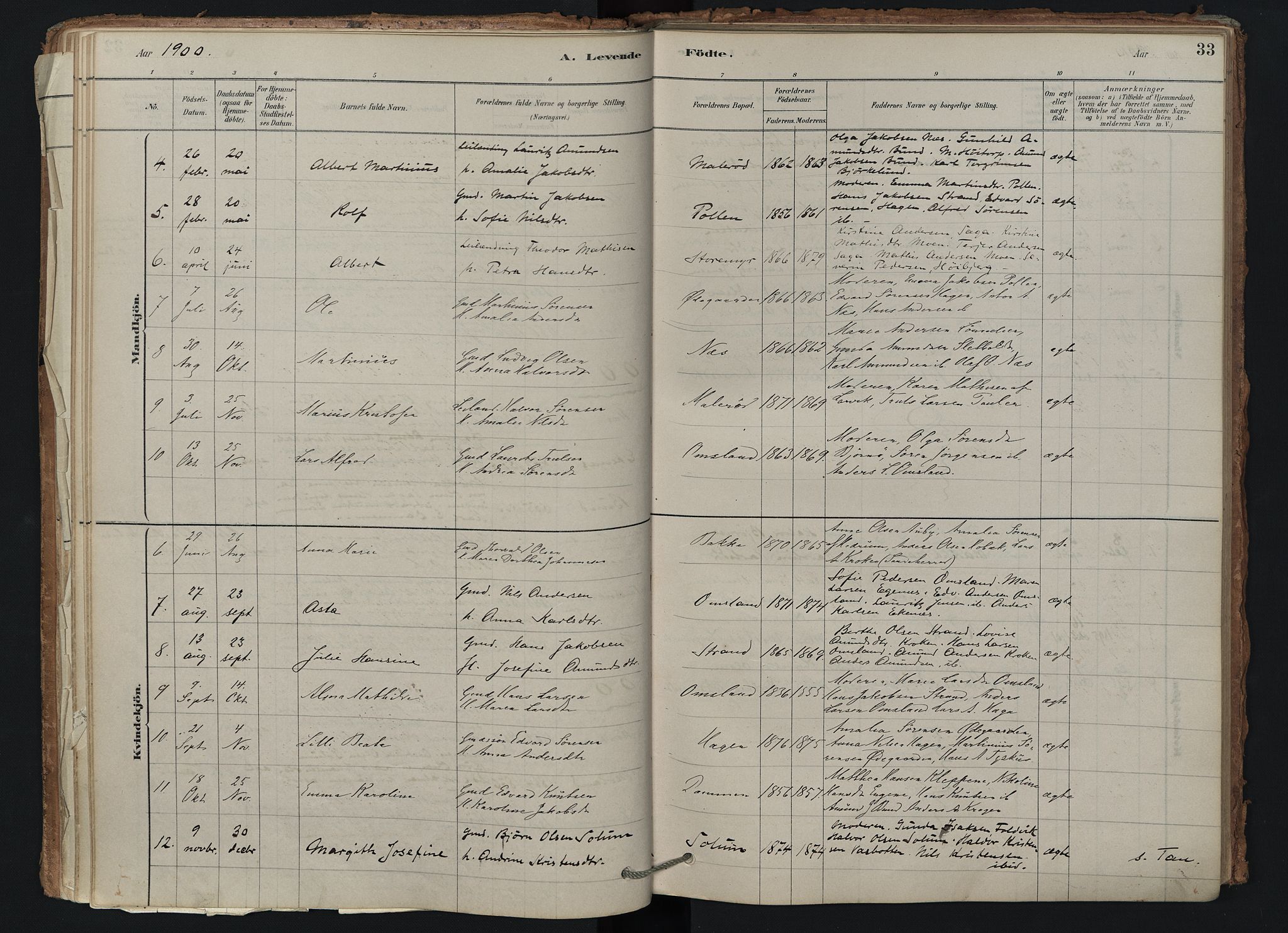 Brunlanes kirkebøker, SAKO/A-342/F/Fd/L0001: Ministerialbok nr. IV 1, 1878-1917, s. 33