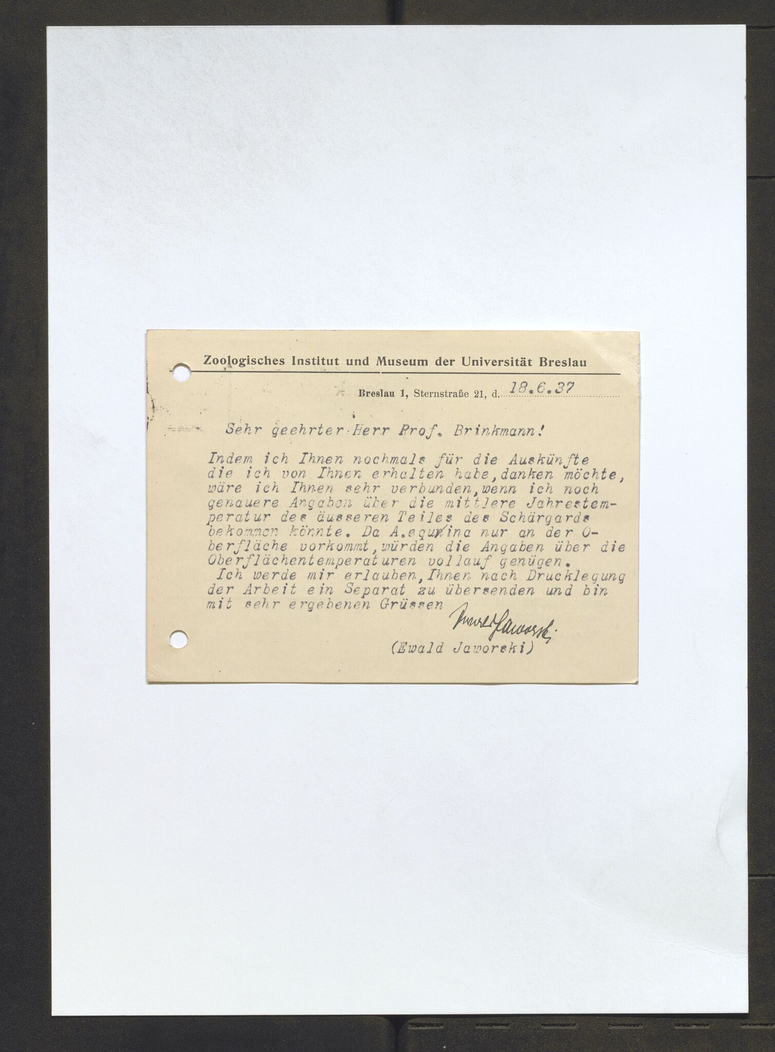 Bergens Museum, AV/SAB-A-17301/13/D/L0002: Korrespondanse , 1928-1940, s. 587