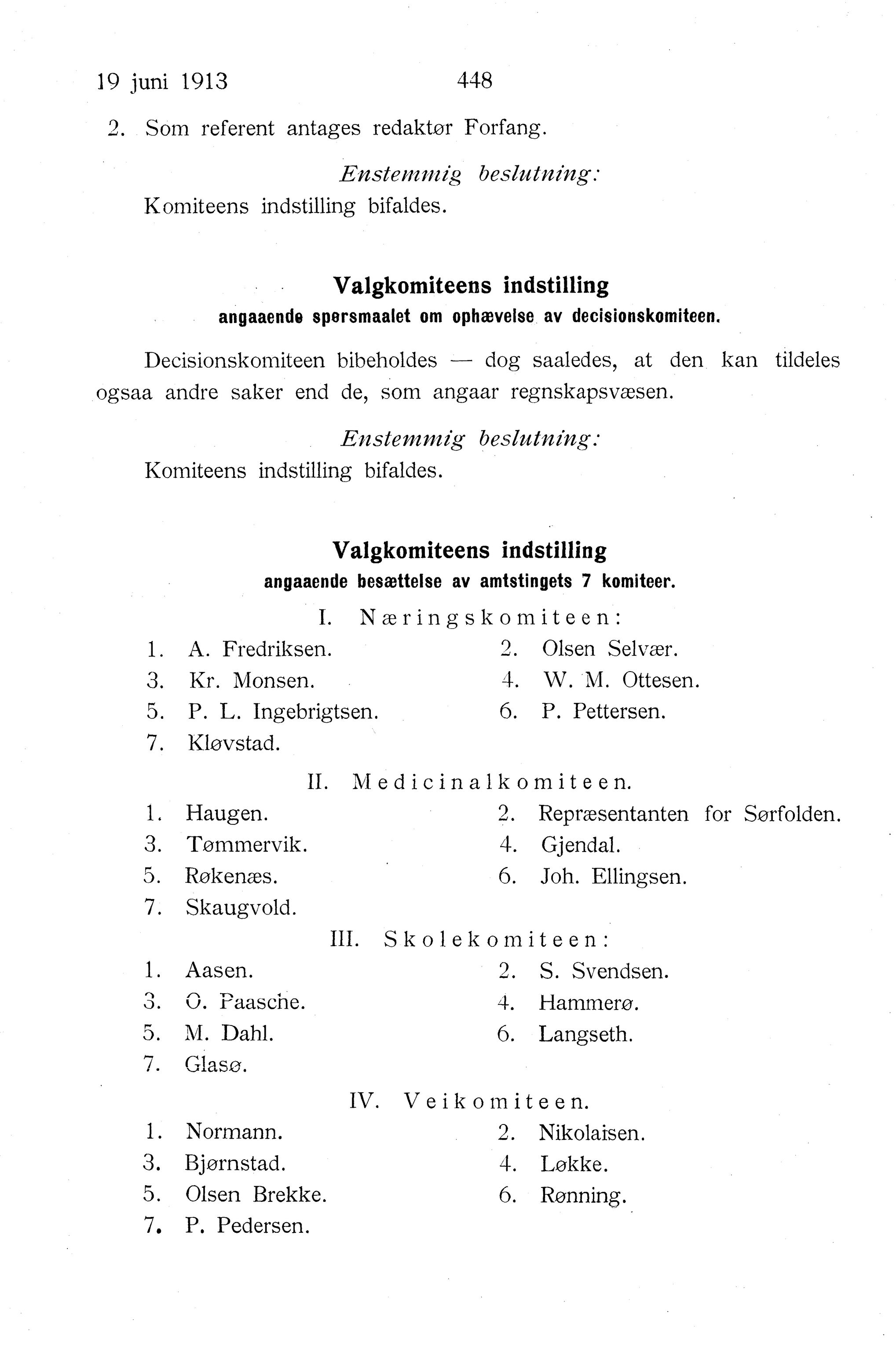 Nordland Fylkeskommune. Fylkestinget, AIN/NFK-17/176/A/Ac/L0036: Fylkestingsforhandlinger 1913, 1913