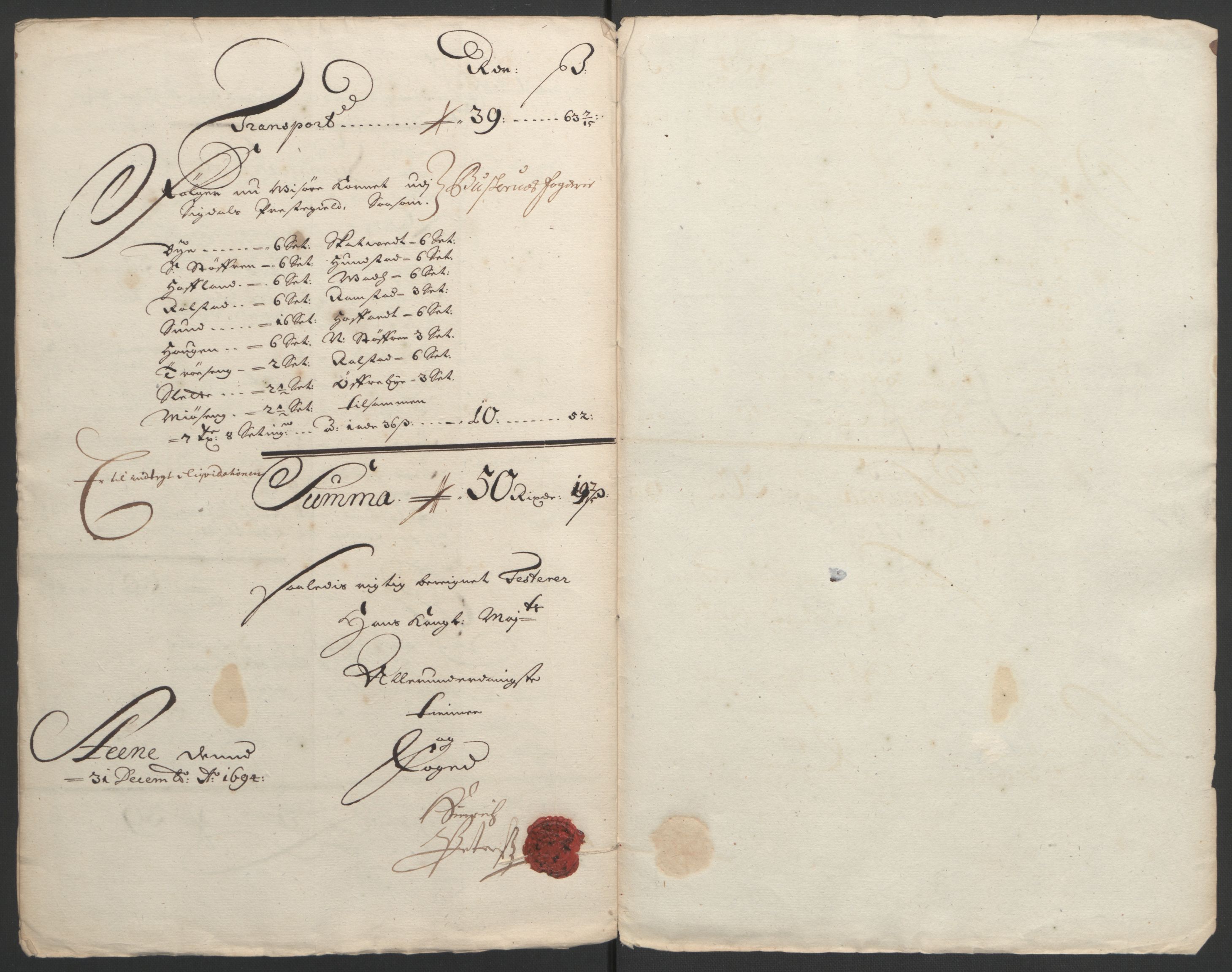 Rentekammeret inntil 1814, Reviderte regnskaper, Fogderegnskap, AV/RA-EA-4092/R22/L1451: Fogderegnskap Ringerike, Hallingdal og Buskerud, 1694, s. 18