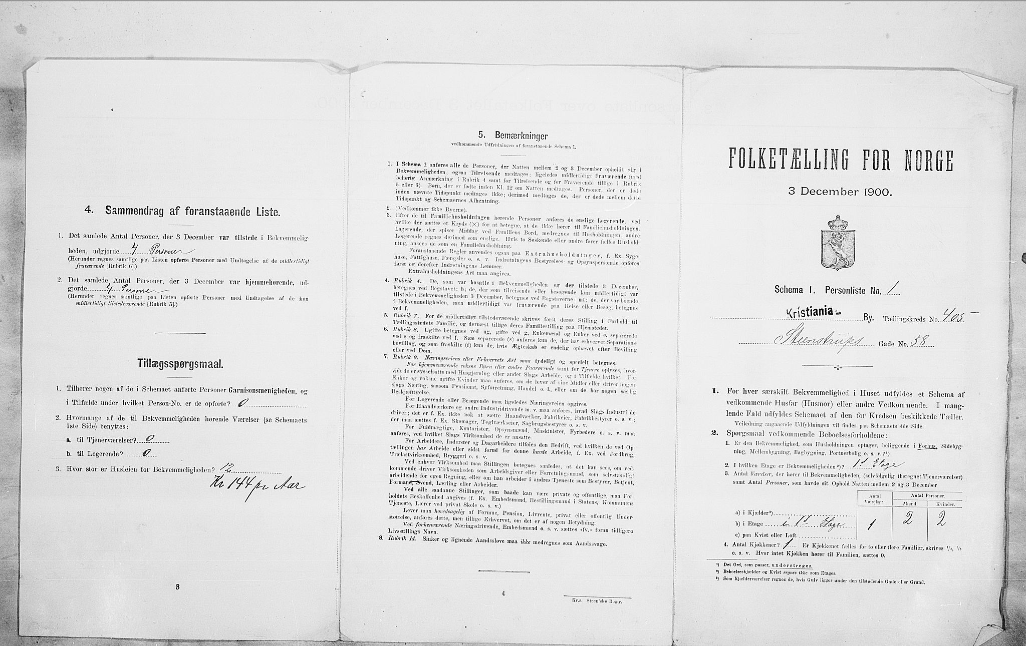 SAO, Folketelling 1900 for 0301 Kristiania kjøpstad, 1900, s. 91009