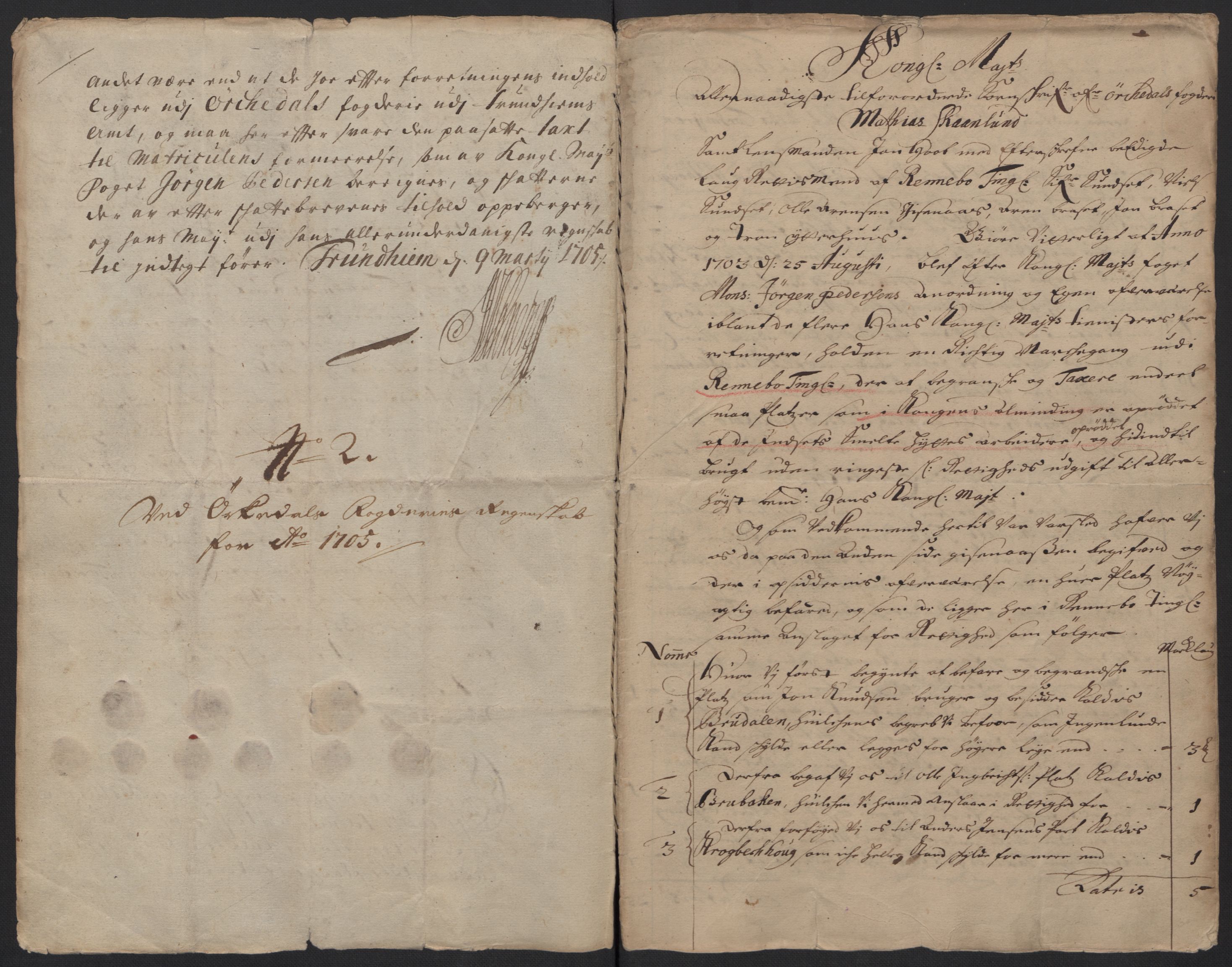 Rentekammeret inntil 1814, Reviderte regnskaper, Fogderegnskap, RA/EA-4092/R60/L3955: Fogderegnskap Orkdal og Gauldal, 1705, s. 93