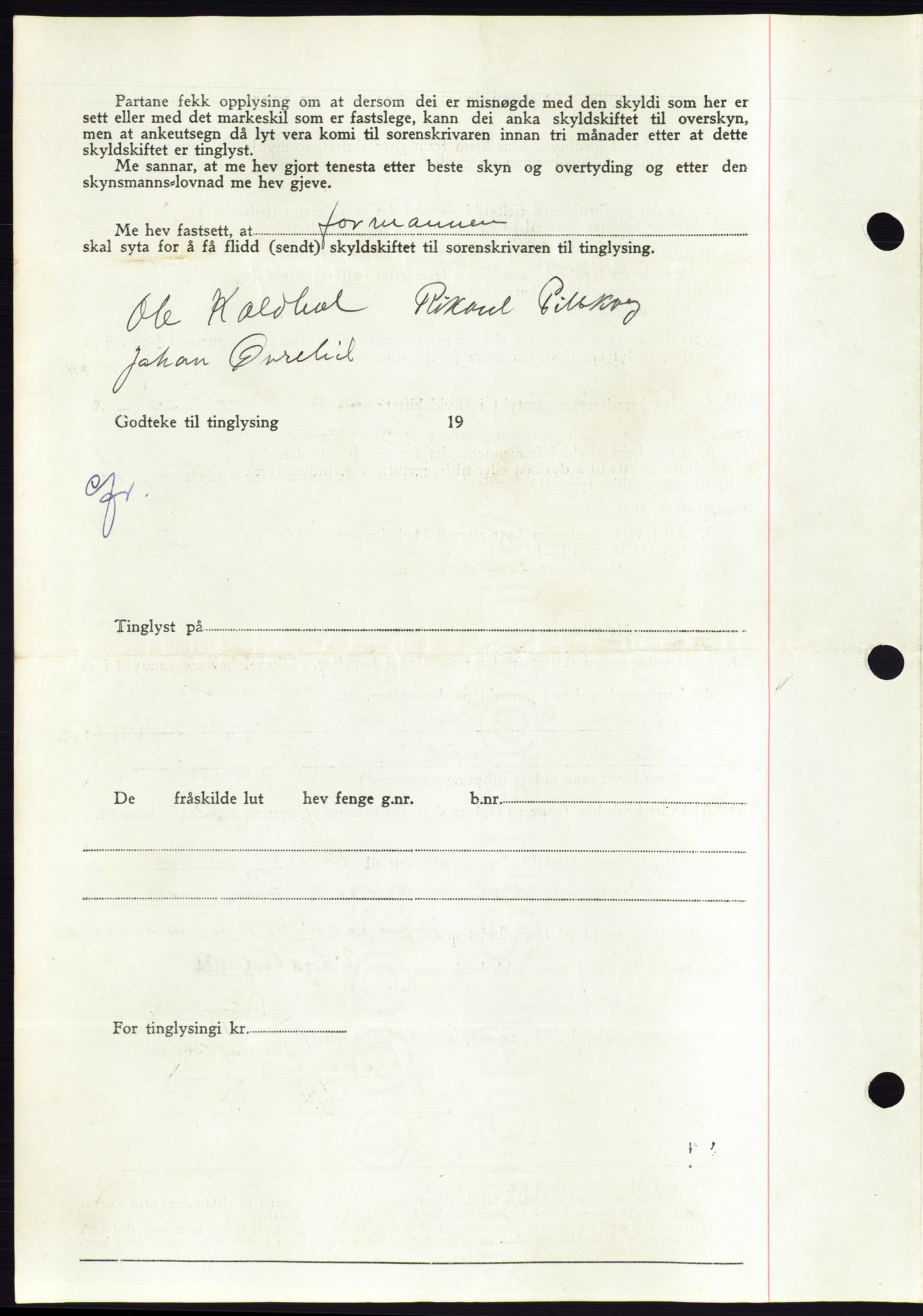 Søre Sunnmøre sorenskriveri, AV/SAT-A-4122/1/2/2C/L0078: Pantebok nr. 4A, 1946-1946, Dagboknr: 990/1946