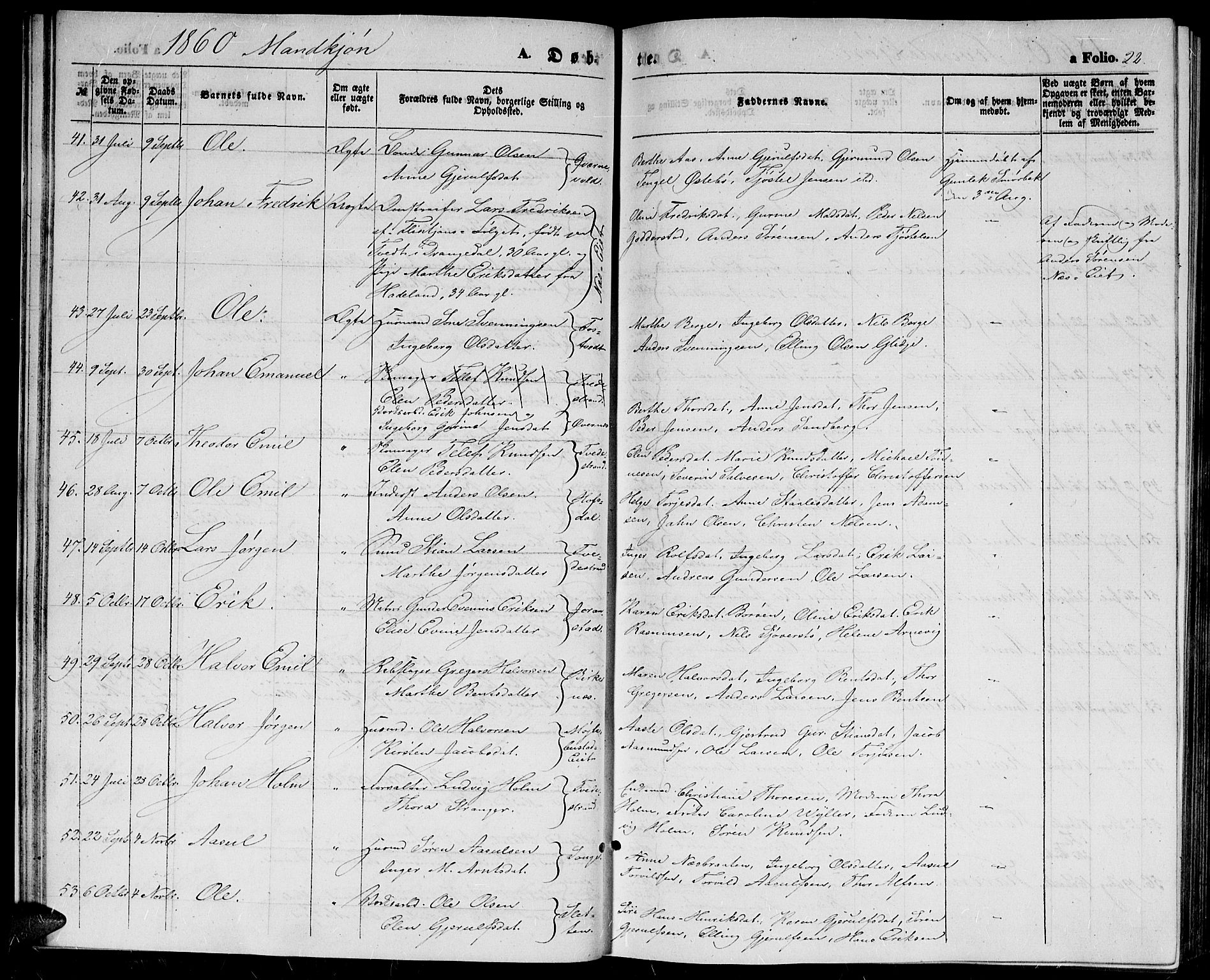 Holt sokneprestkontor, AV/SAK-1111-0021/F/Fb/L0008: Klokkerbok nr. B 8, 1858-1871, s. 22