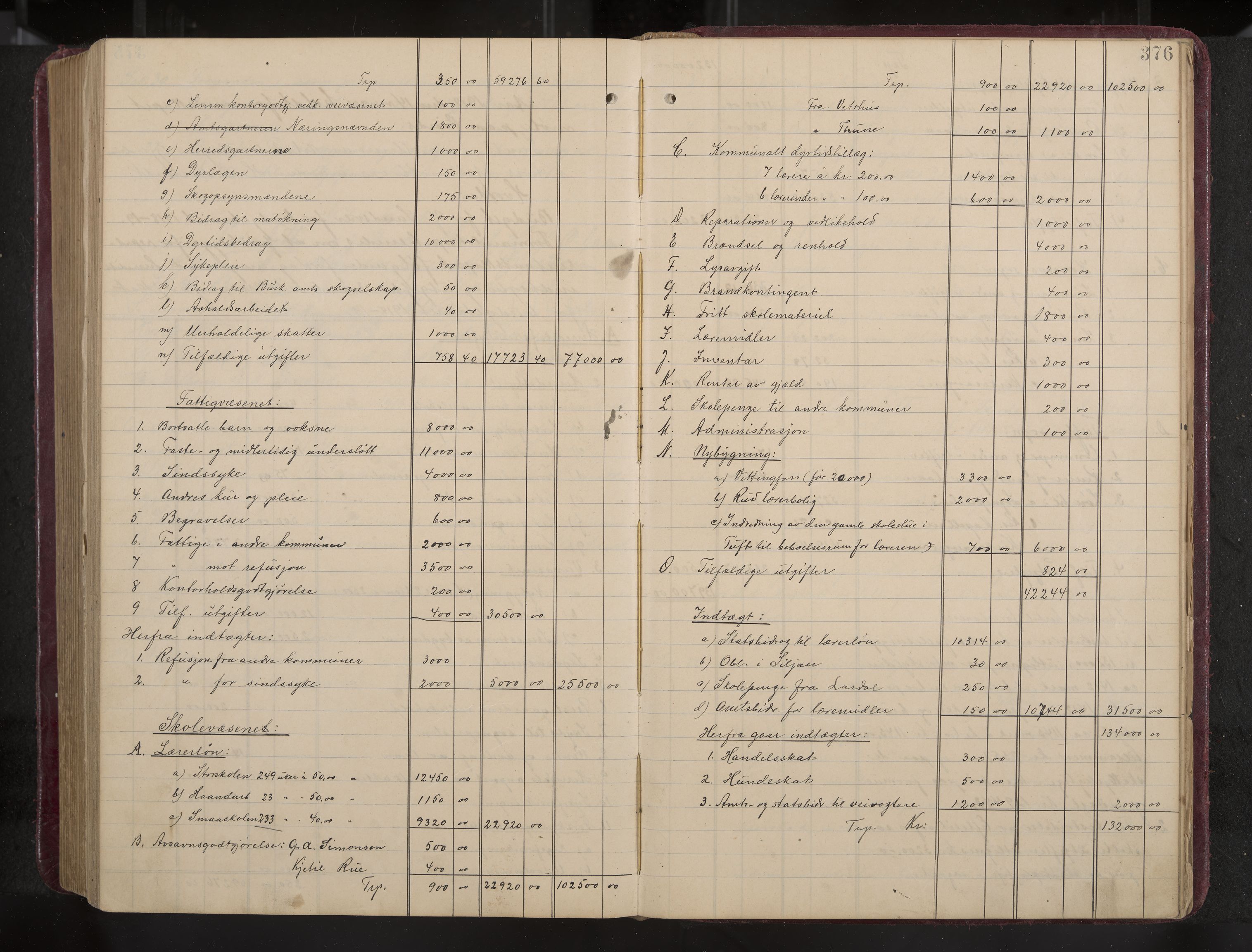 Ytre Sandsvær formannskap og sentraladministrasjon, IKAK/0629021/A/Aa/L0001: Møtebok med register, 1902-1919, s. 376