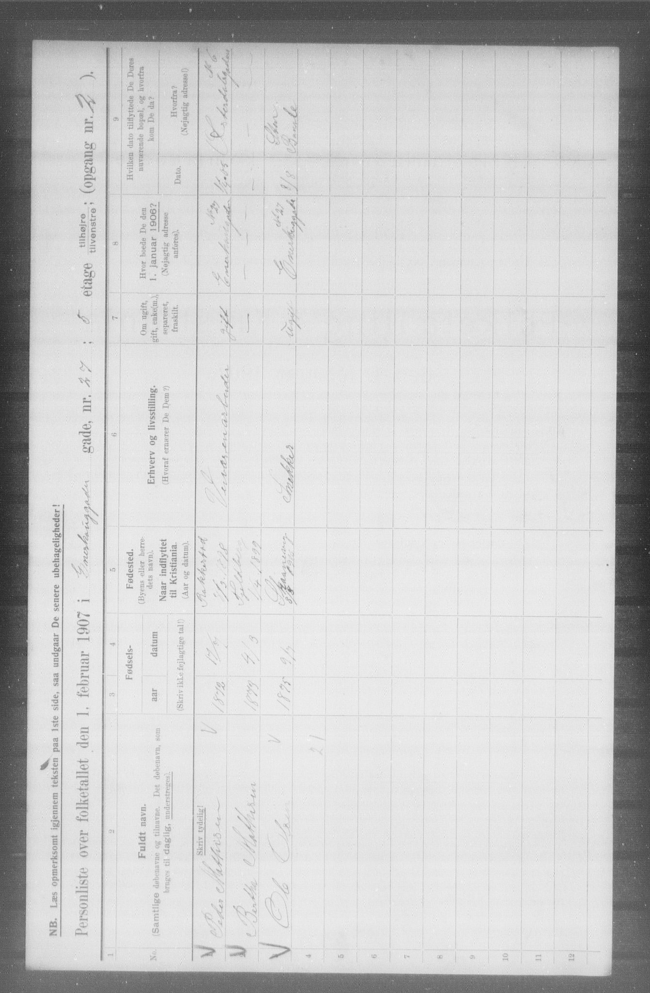 OBA, Kommunal folketelling 1.2.1907 for Kristiania kjøpstad, 1907, s. 10945