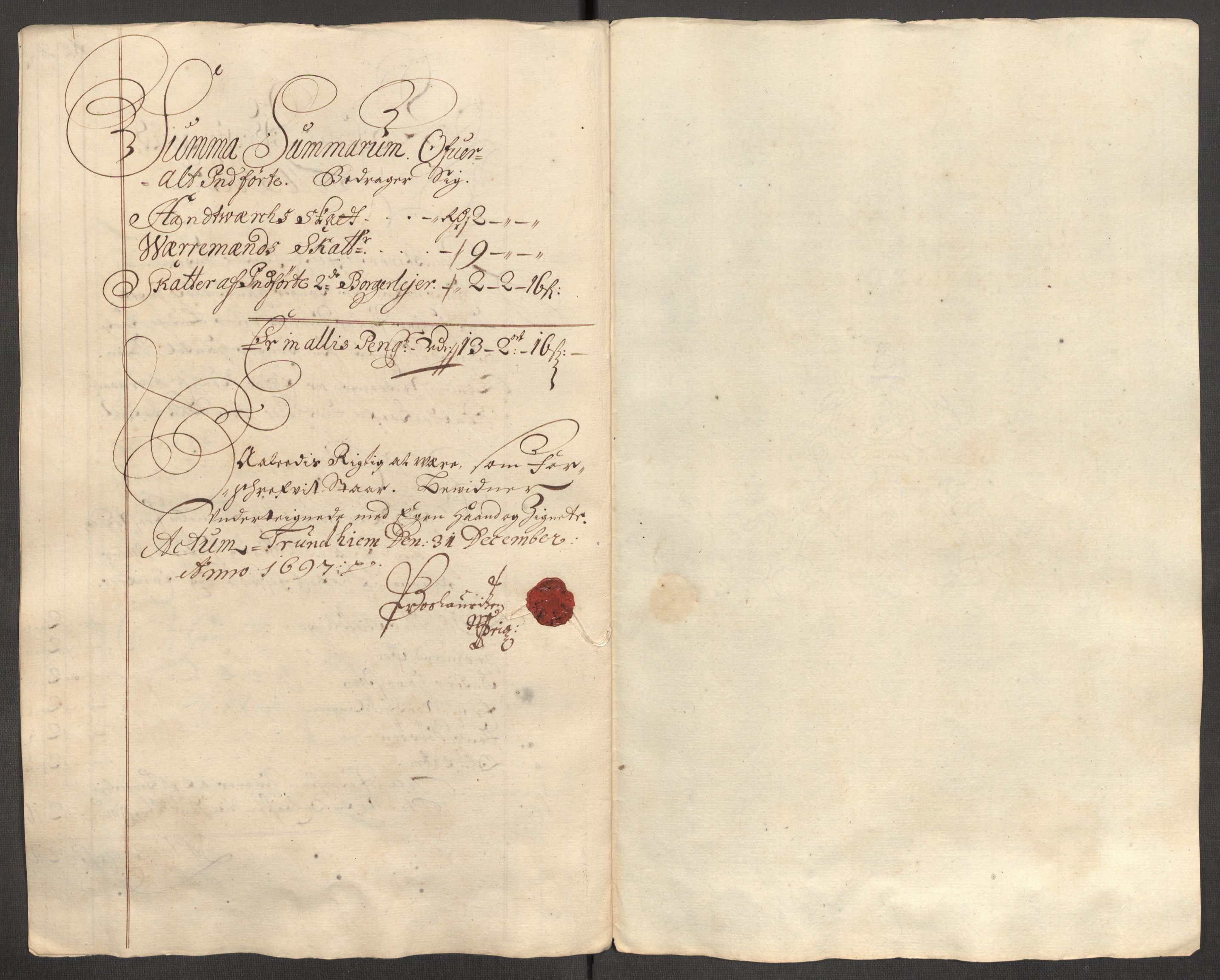 Rentekammeret inntil 1814, Reviderte regnskaper, Fogderegnskap, RA/EA-4092/R64/L4425: Fogderegnskap Namdal, 1696-1698, s. 215