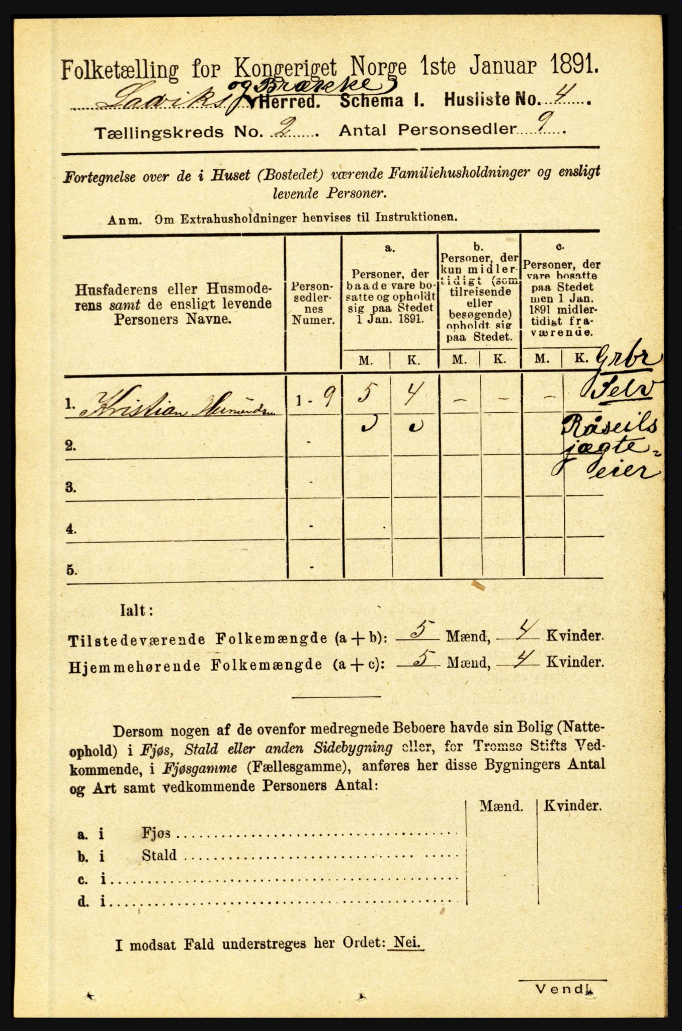 RA, Folketelling 1891 for 1415 Lavik og Brekke herred, 1891, s. 264