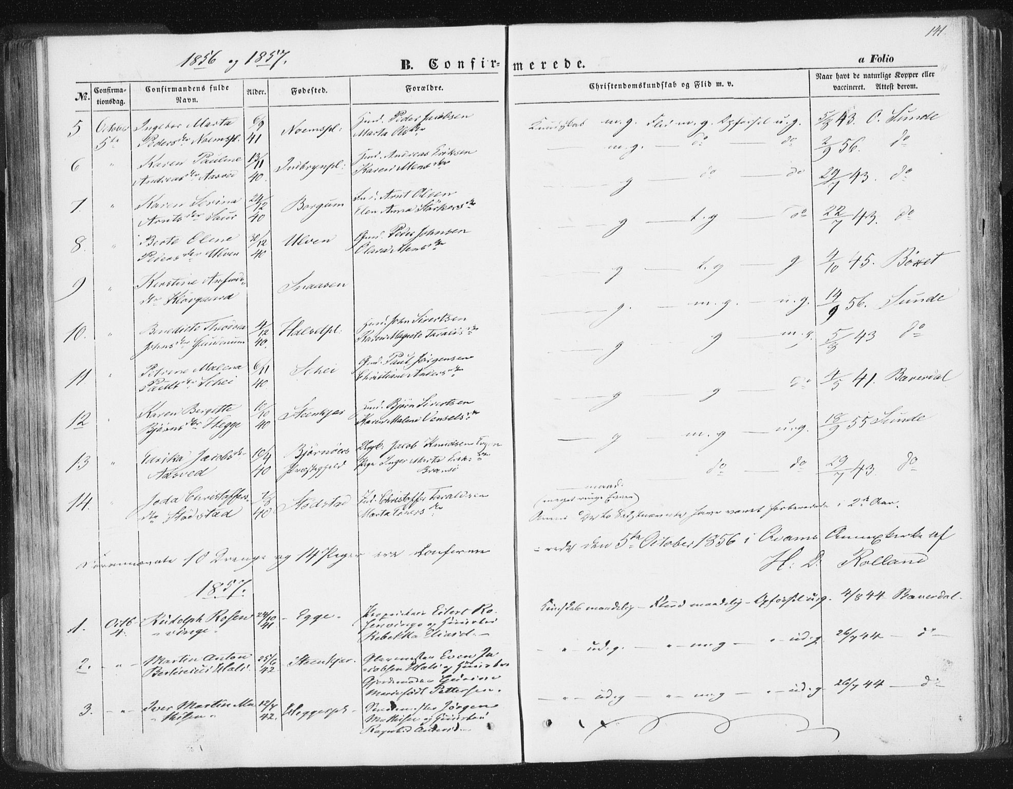 Ministerialprotokoller, klokkerbøker og fødselsregistre - Nord-Trøndelag, SAT/A-1458/746/L0446: Ministerialbok nr. 746A05, 1846-1859, s. 141