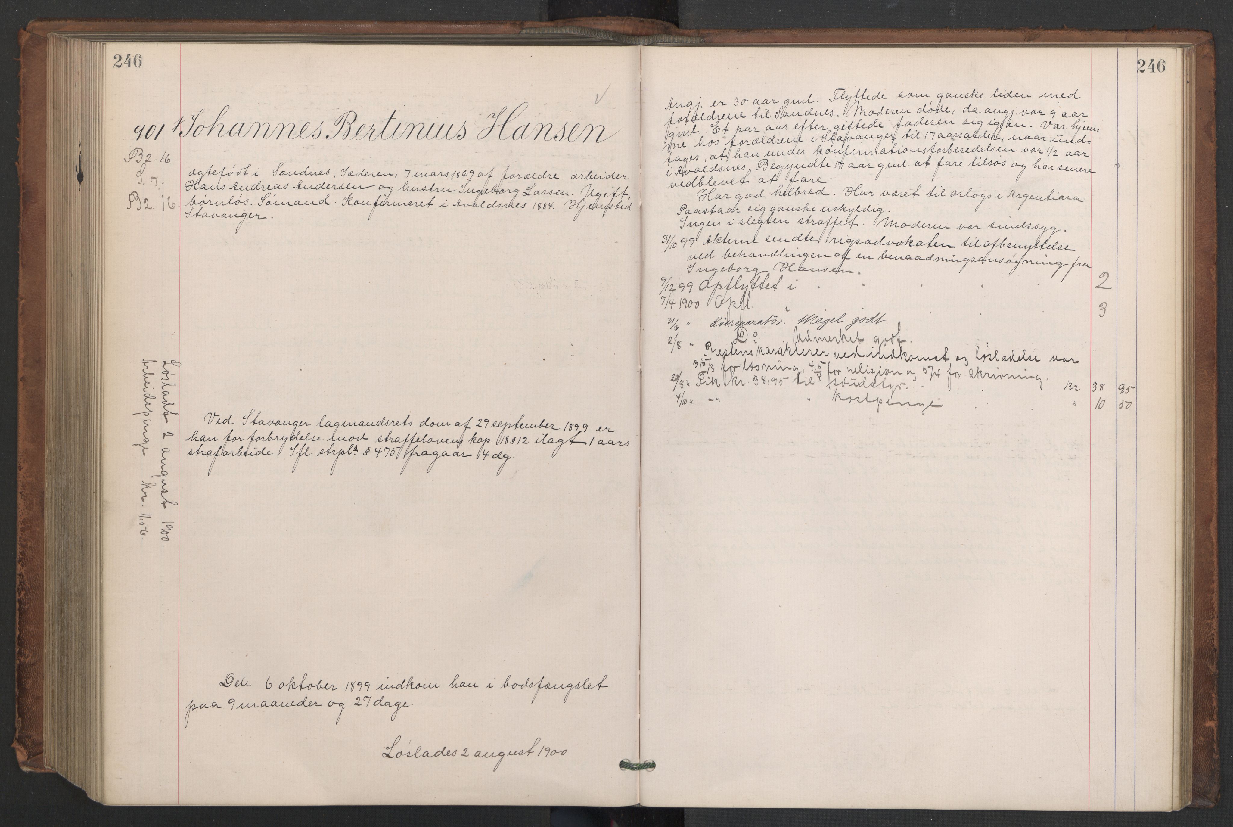 Botsfengslet, AV/RA-S-1539/D/Db/Dbb/L0033: 656j - 950j, 1898-1899, s. 246