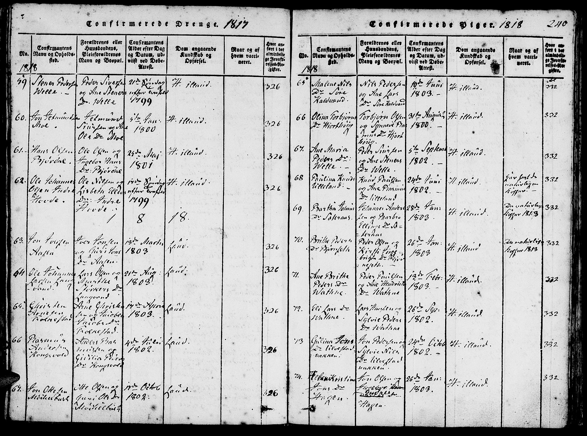 Ministerialprotokoller, klokkerbøker og fødselsregistre - Møre og Romsdal, SAT/A-1454/511/L0138: Ministerialbok nr. 511A05, 1817-1832, s. 240