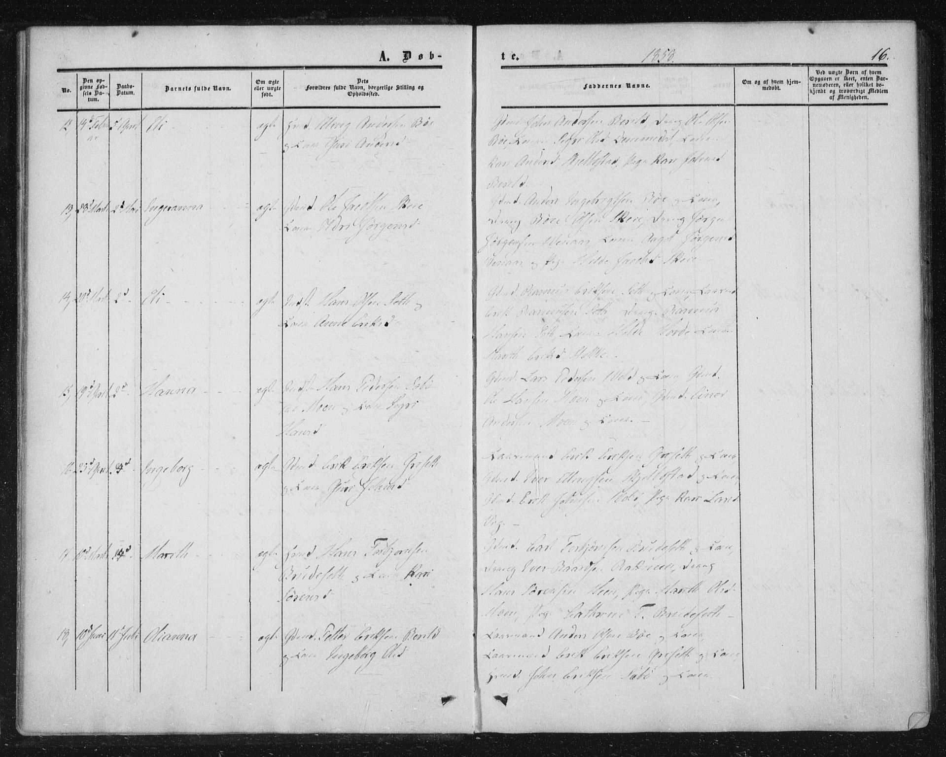 Ministerialprotokoller, klokkerbøker og fødselsregistre - Møre og Romsdal, AV/SAT-A-1454/543/L0562: Ministerialbok nr. 543A02, 1854-1884, s. 16