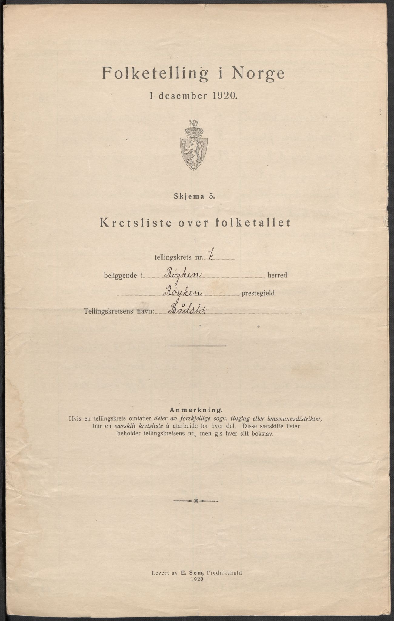 SAKO, Folketelling 1920 for 0627 Røyken herred, 1920, s. 32