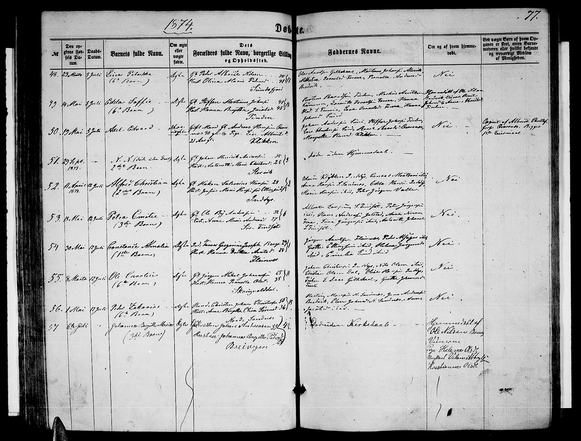 Ministerialprotokoller, klokkerbøker og fødselsregistre - Nordland, AV/SAT-A-1459/805/L0107: Klokkerbok nr. 805C03, 1862-1885, s. 77