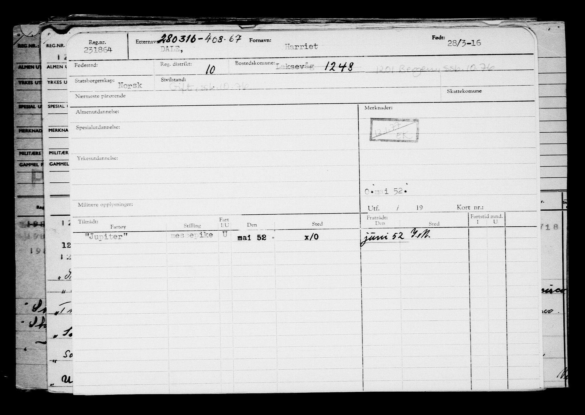 Direktoratet for sjømenn, AV/RA-S-3545/G/Gb/L0137: Hovedkort, 1916, s. 719