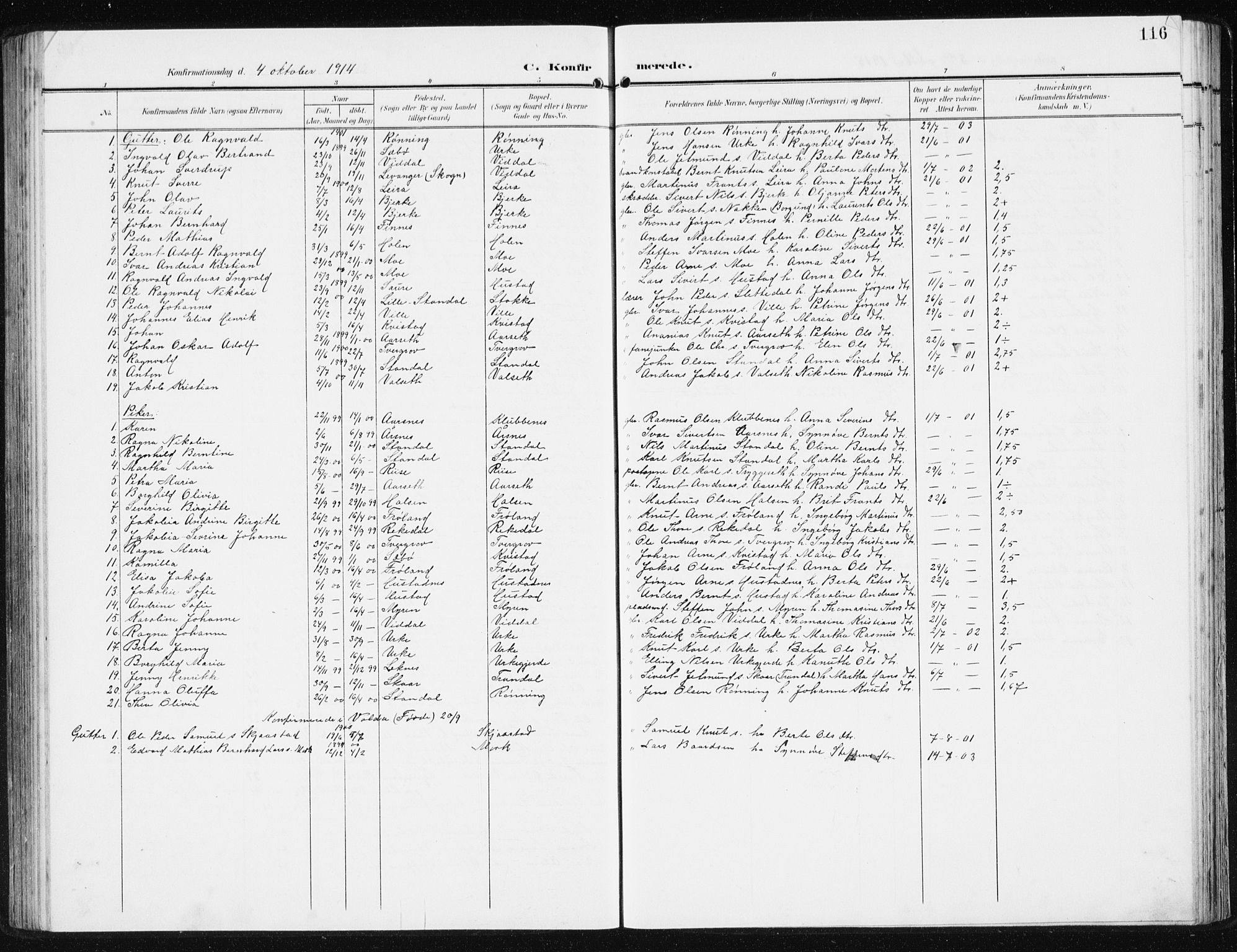 Ministerialprotokoller, klokkerbøker og fødselsregistre - Møre og Romsdal, SAT/A-1454/515/L0216: Klokkerbok nr. 515C03, 1906-1941, s. 116