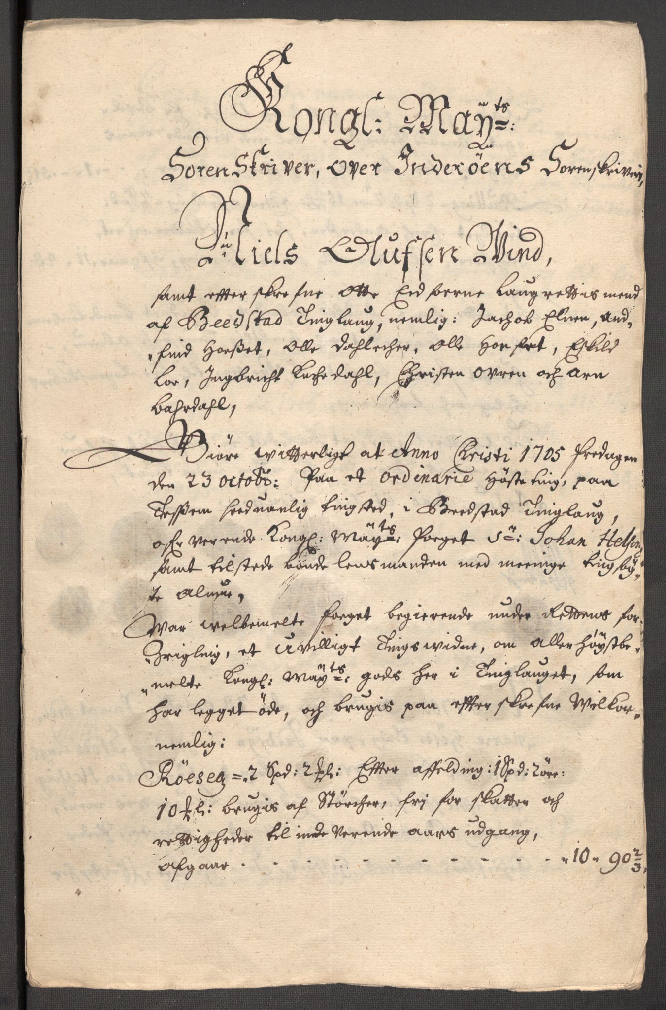 Rentekammeret inntil 1814, Reviderte regnskaper, Fogderegnskap, RA/EA-4092/R63/L4314: Fogderegnskap Inderøy, 1705, s. 166