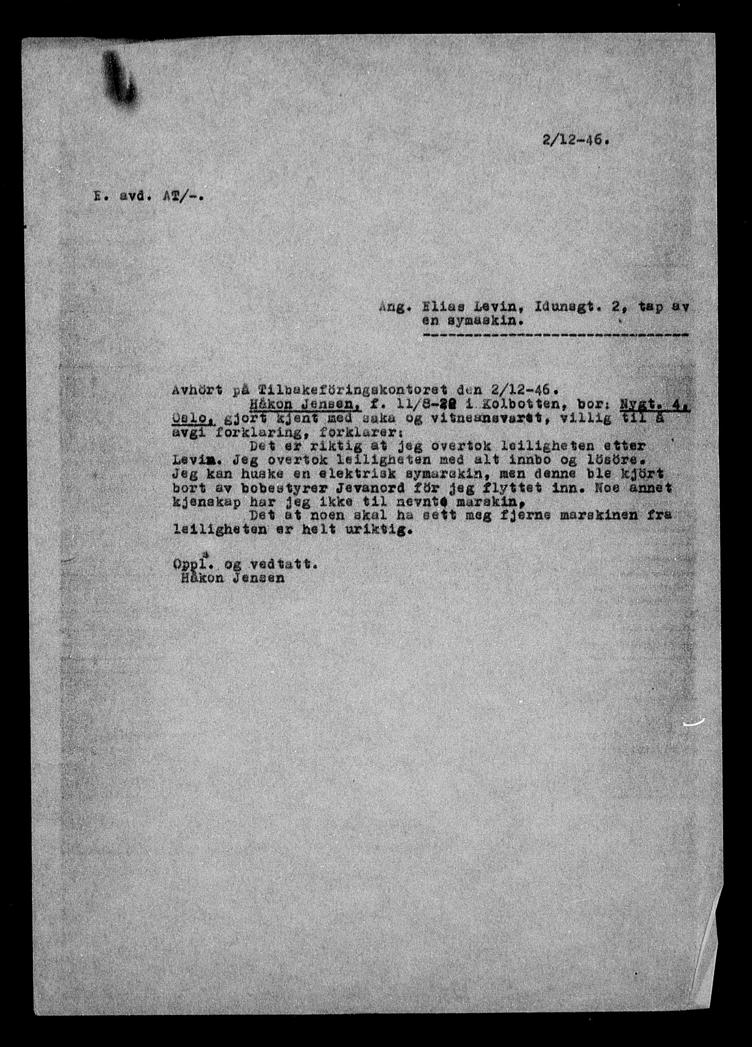 Justisdepartementet, Tilbakeføringskontoret for inndratte formuer, AV/RA-S-1564/H/Hc/Hcc/L0957: --, 1945-1947, s. 34