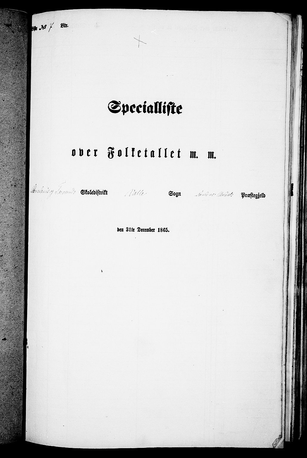 RA, Folketelling 1865 for 1029P Sør-Audnedal prestegjeld, 1865, s. 103