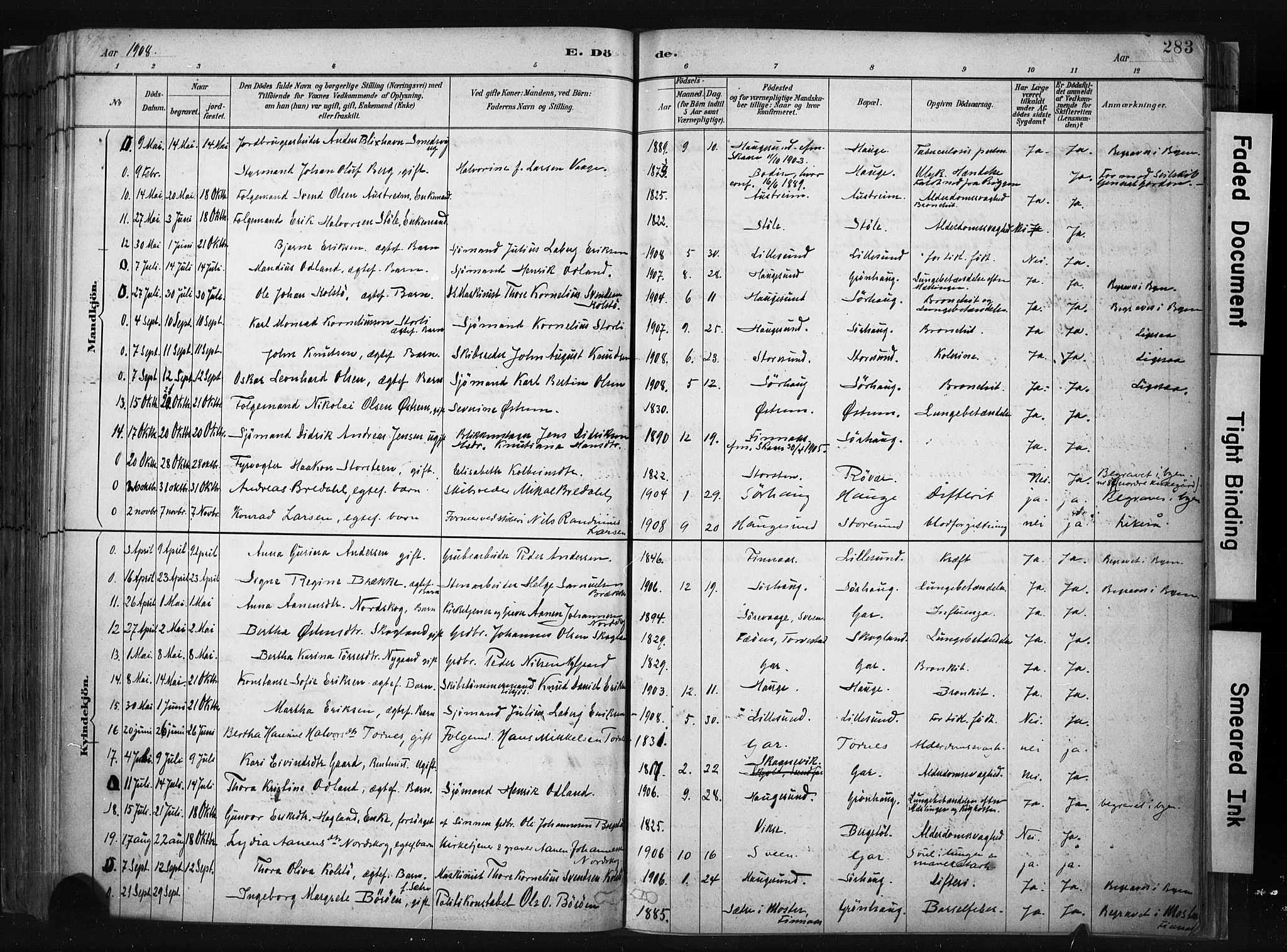 Haugesund sokneprestkontor, SAST/A -101863/H/Ha/Haa/L0004: Ministerialbok nr. A 4, 1886-1908, s. 283