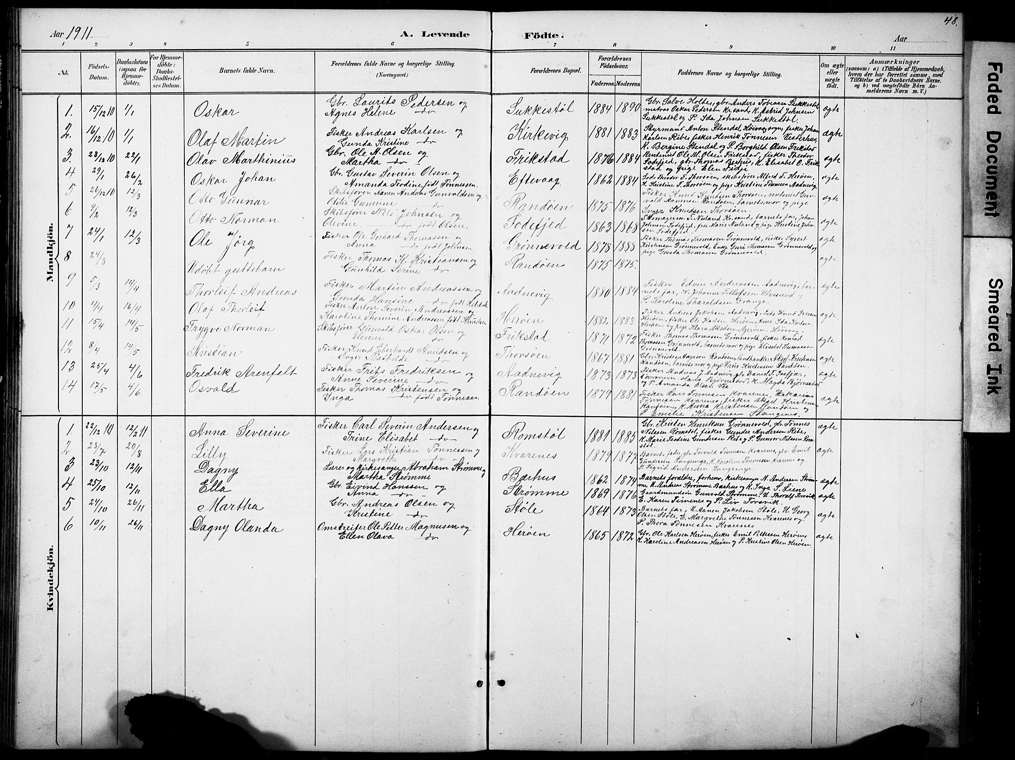 Oddernes sokneprestkontor, AV/SAK-1111-0033/F/Fb/Fbb/L0002: Klokkerbok nr. B 2, 1889-1933, s. 48