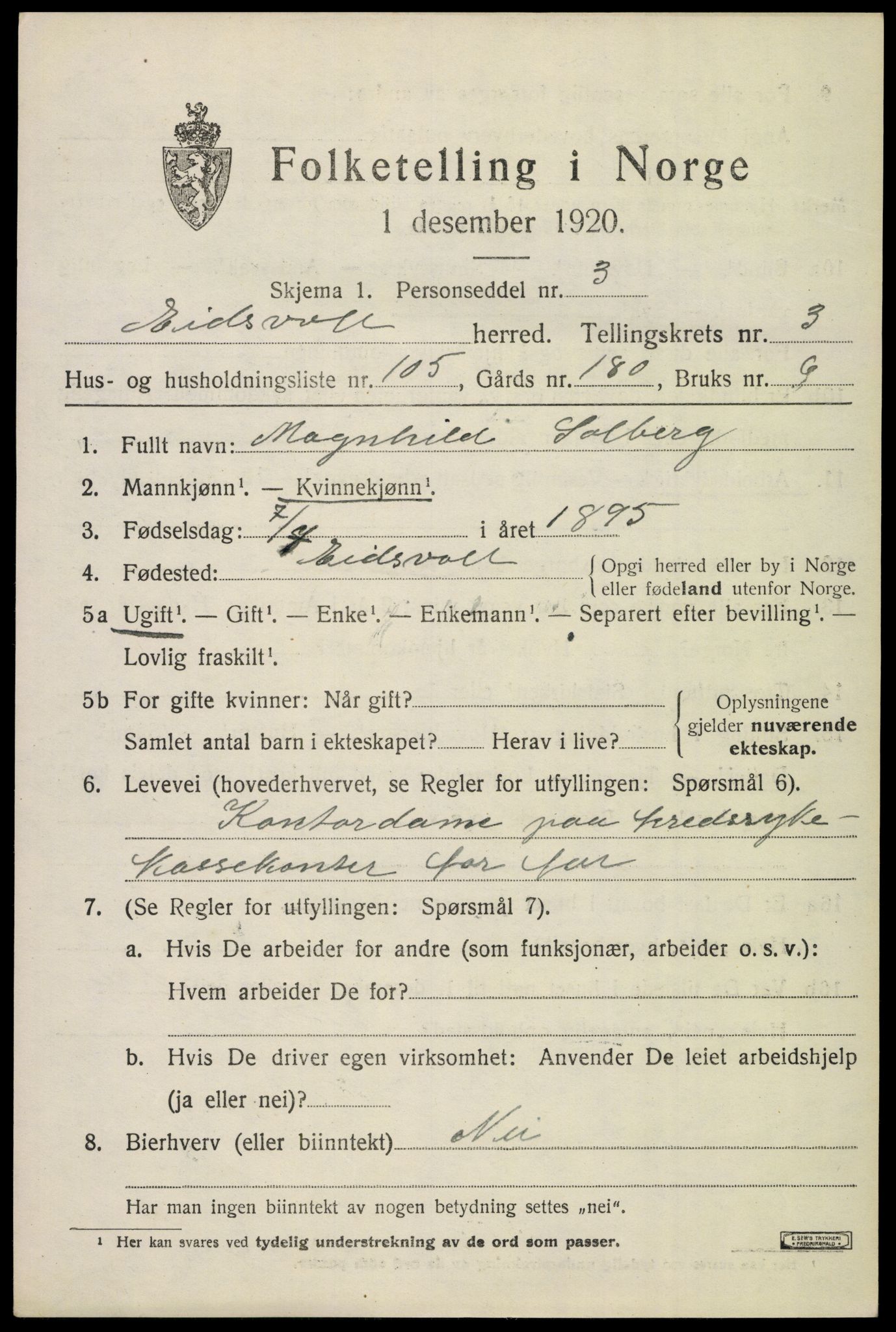 SAO, Folketelling 1920 for 0237 Eidsvoll herred, 1920, s. 8877
