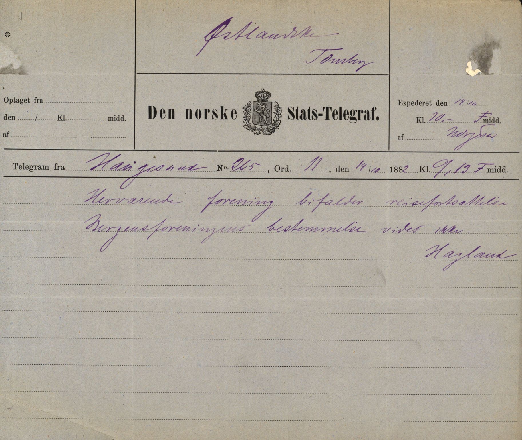 Pa 63 - Østlandske skibsassuranceforening, VEMU/A-1079/G/Ga/L0015/0004: Havaridokumenter / Minerva, Kong Carl, John Bertram, Eliezer, 1882, s. 47