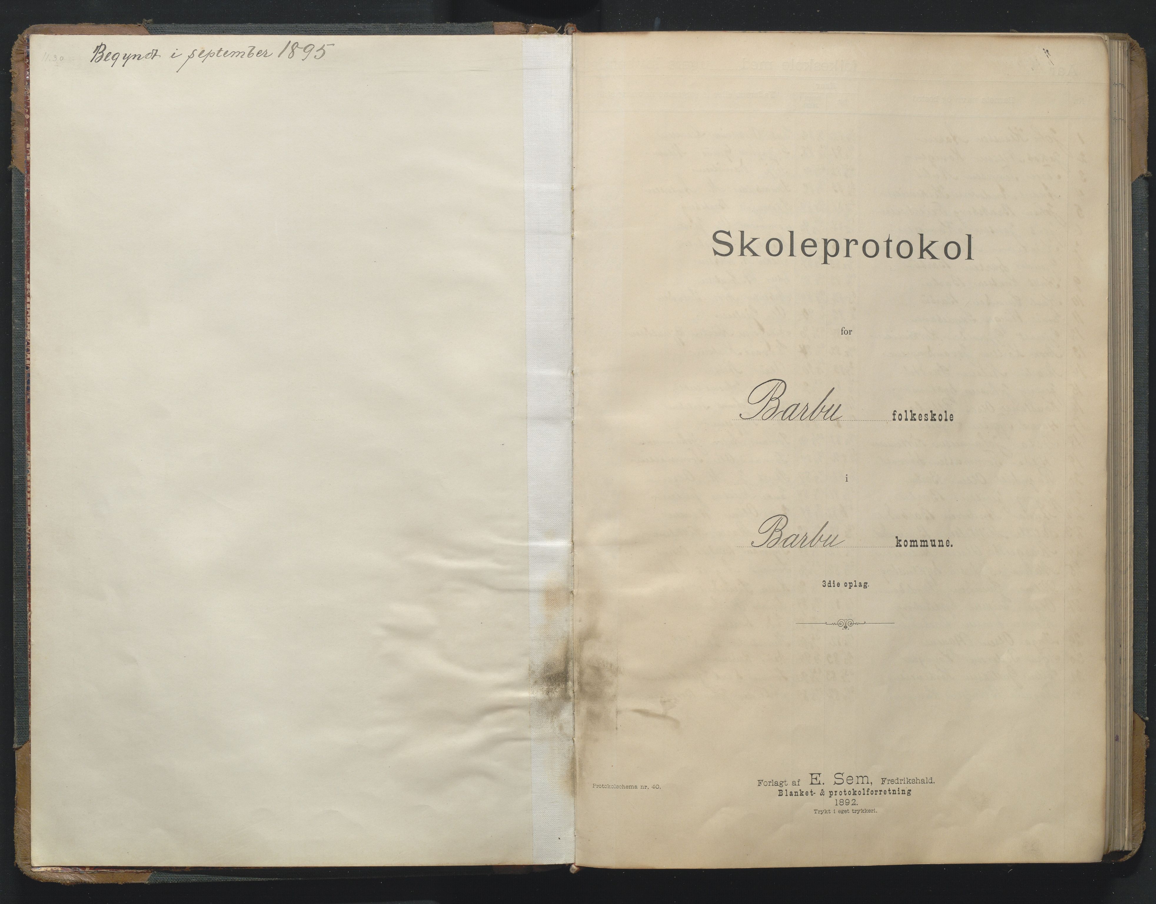 Arendal kommune, Katalog I, AAKS/KA0906-PK-I/07/L0166: Skoleprotokoll for friskolen, 1895-1903