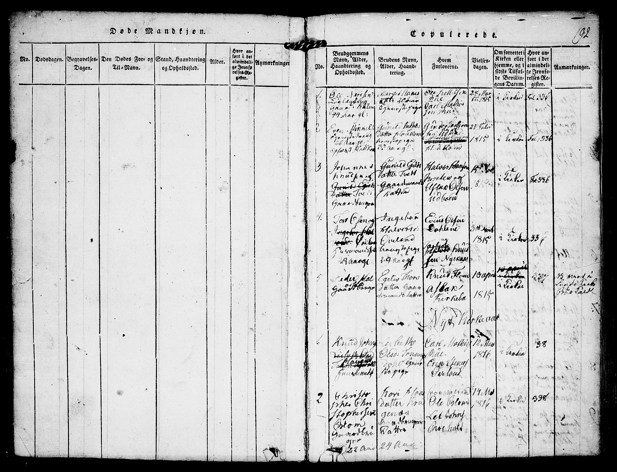 Kviteseid kirkebøker, AV/SAKO-A-276/F/Fa/L0005: Ministerialbok nr. I 5, 1815-1836, s. 192