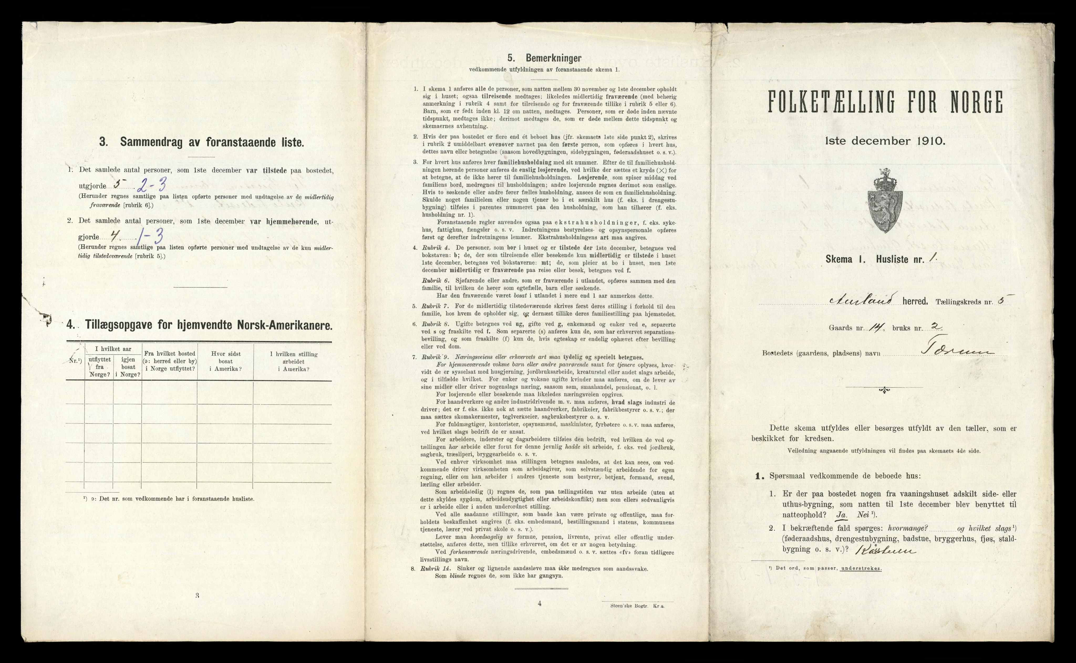 RA, Folketelling 1910 for 1421 Aurland herred, 1910, s. 445