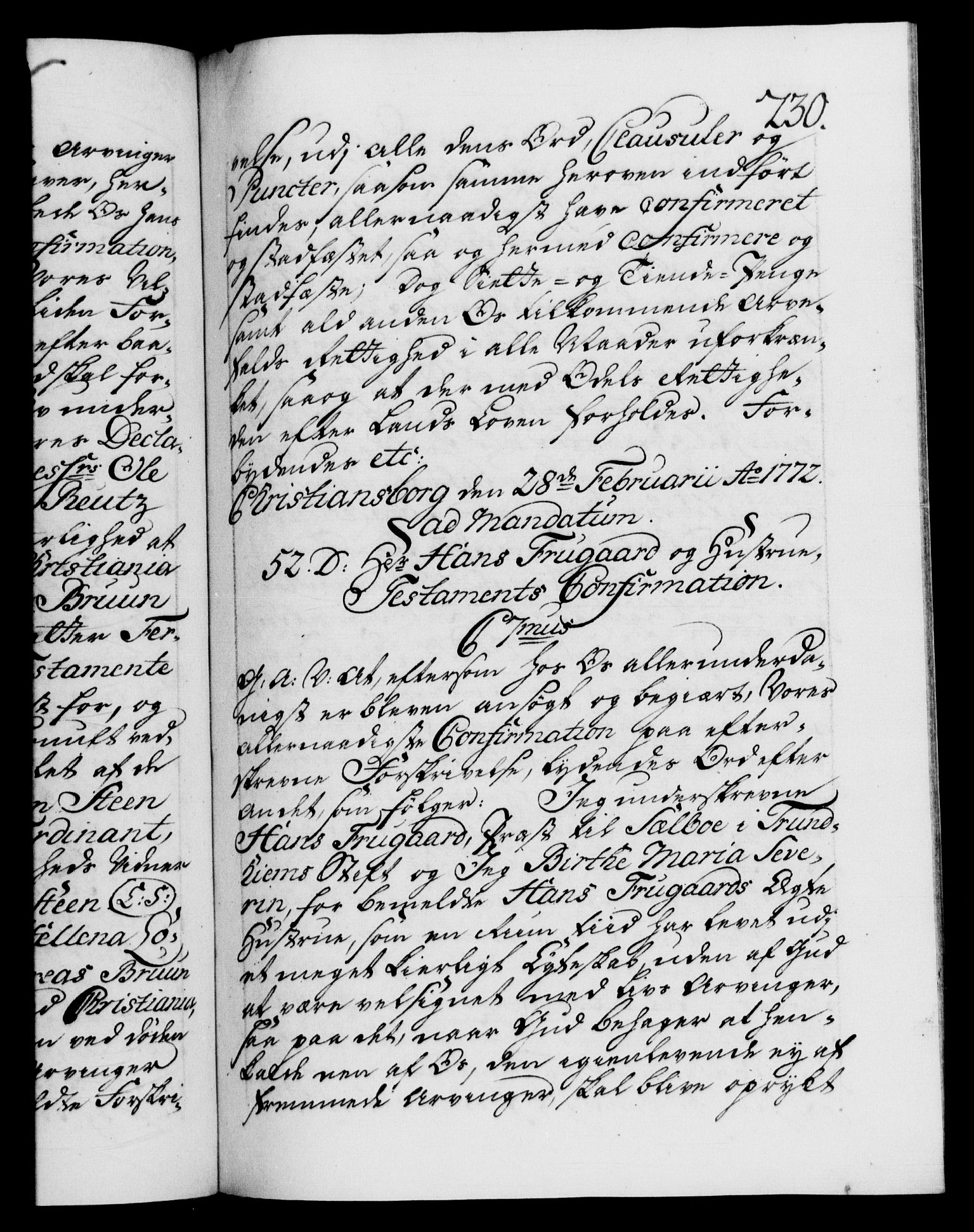 Danske Kanselli 1572-1799, RA/EA-3023/F/Fc/Fca/Fcaa/L0045: Norske registre "Norske eller 3. dept.s åpne brev, 1771-1773, s. 230a