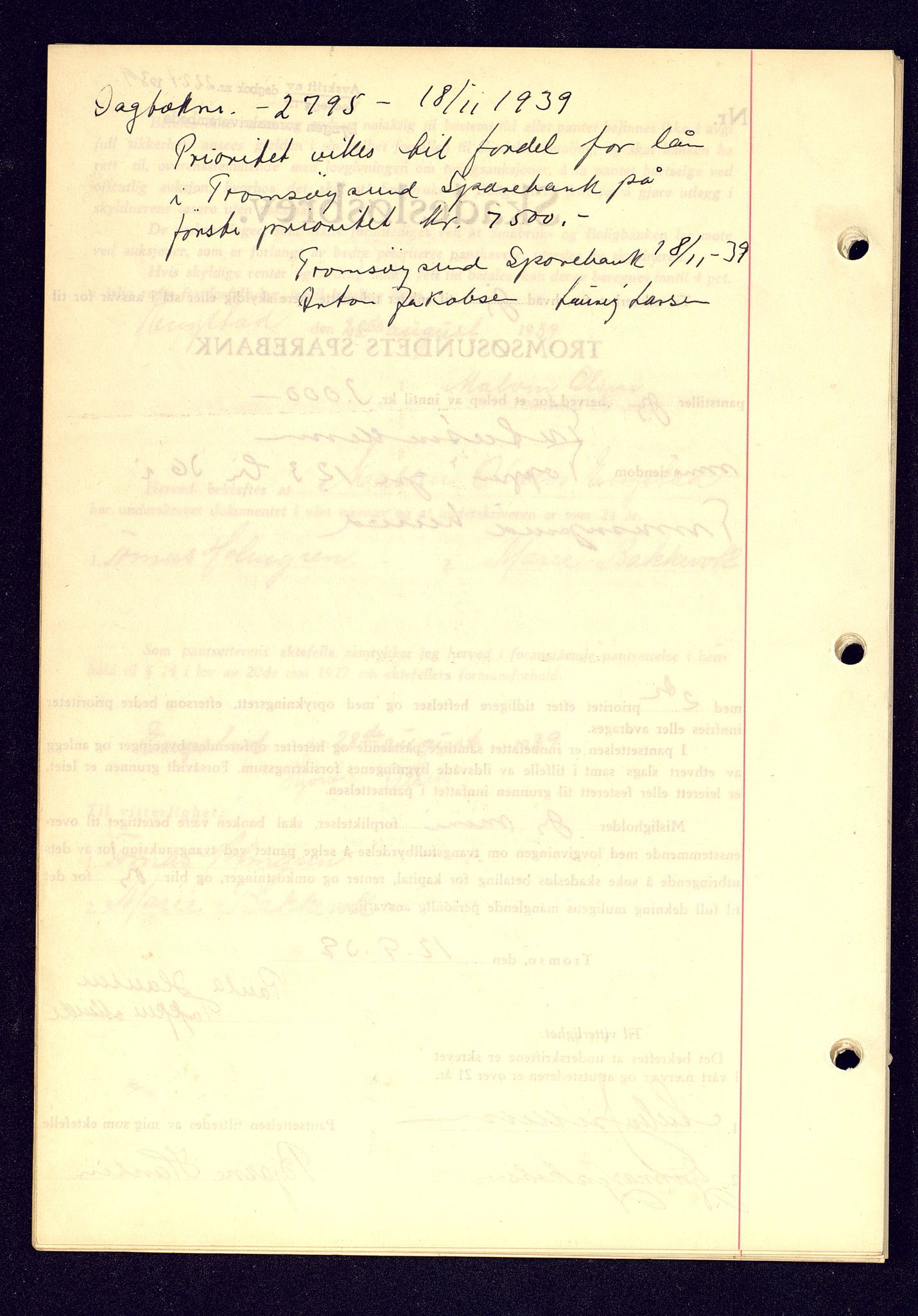 Lyngen sorenskriveri, AV/SATØ-SATØ-0052/1/G/Gf/L0001: Pantebok nr. B 25-31, 1936-1942, Dagboknr: 2795/1939