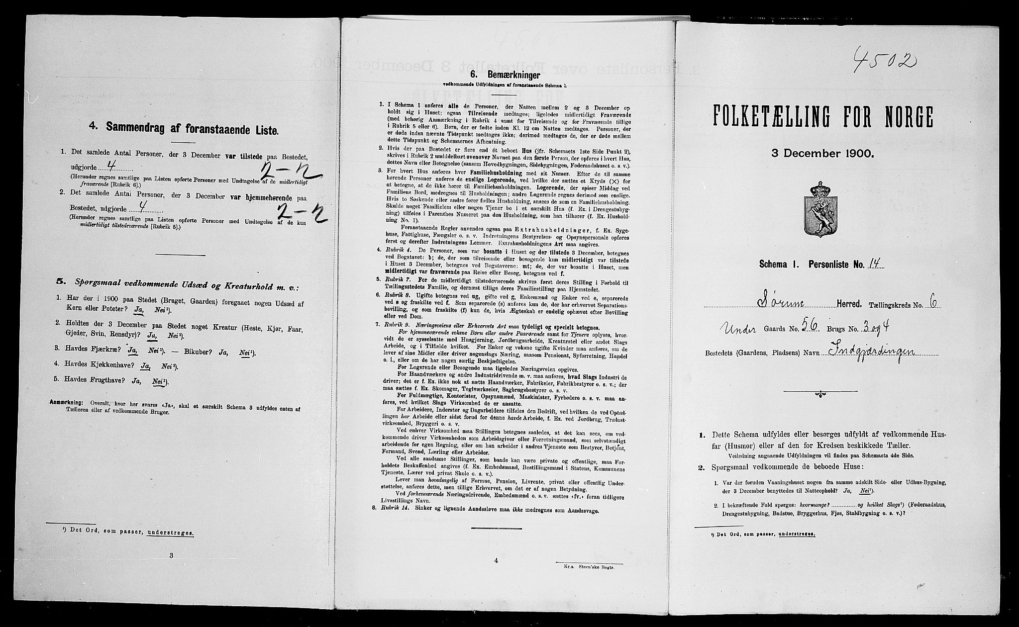 SAO, Folketelling 1900 for 0226 Sørum herred, 1900