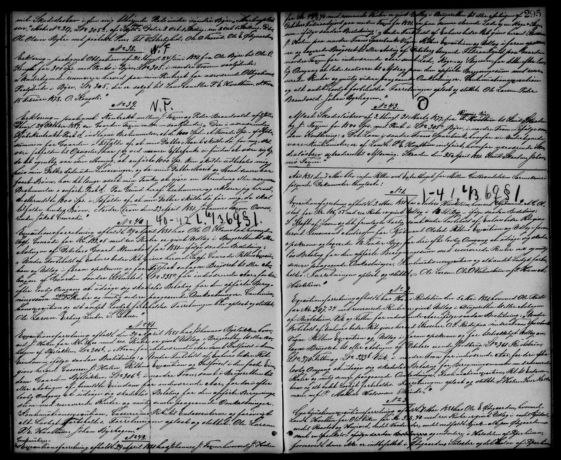 Mellom-Gudbrandsdal sorenskriveri, SAH/TING-038/H/Hb/L0007: Pantebok nr. 7, 1878-1883, s. 295