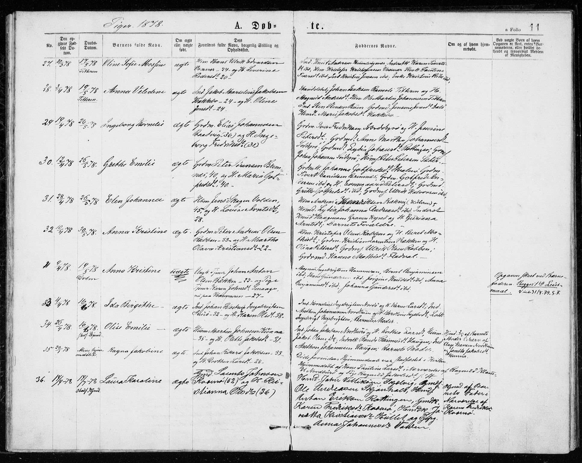 Ministerialprotokoller, klokkerbøker og fødselsregistre - Sør-Trøndelag, AV/SAT-A-1456/640/L0577: Ministerialbok nr. 640A02, 1877-1878, s. 11