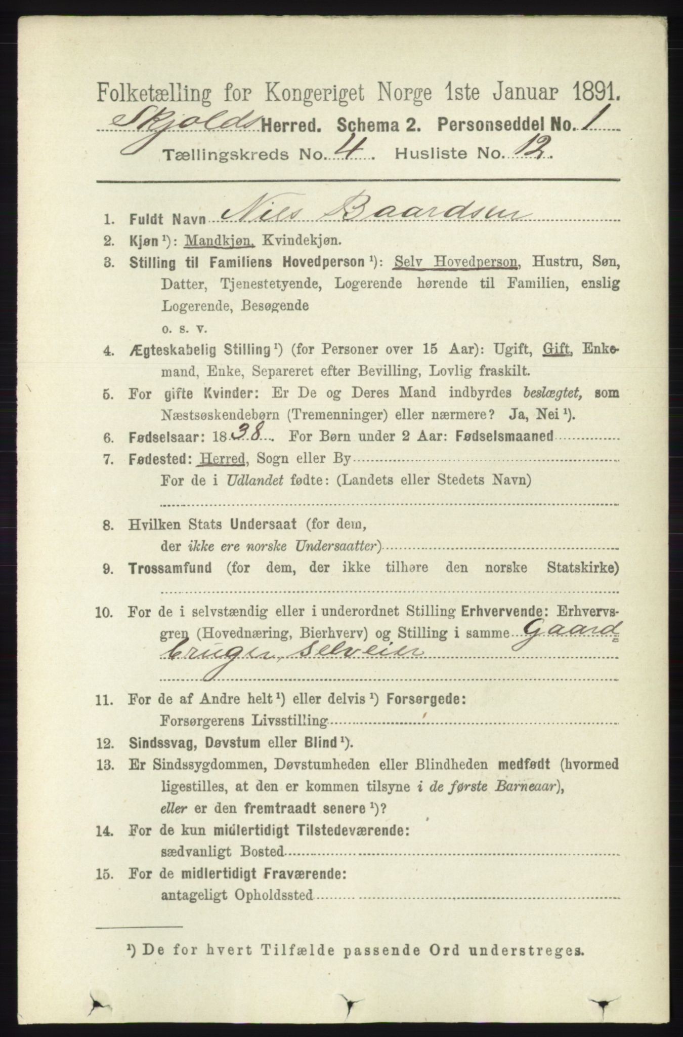 RA, Folketelling 1891 for 1154 Skjold herred, 1891, s. 602