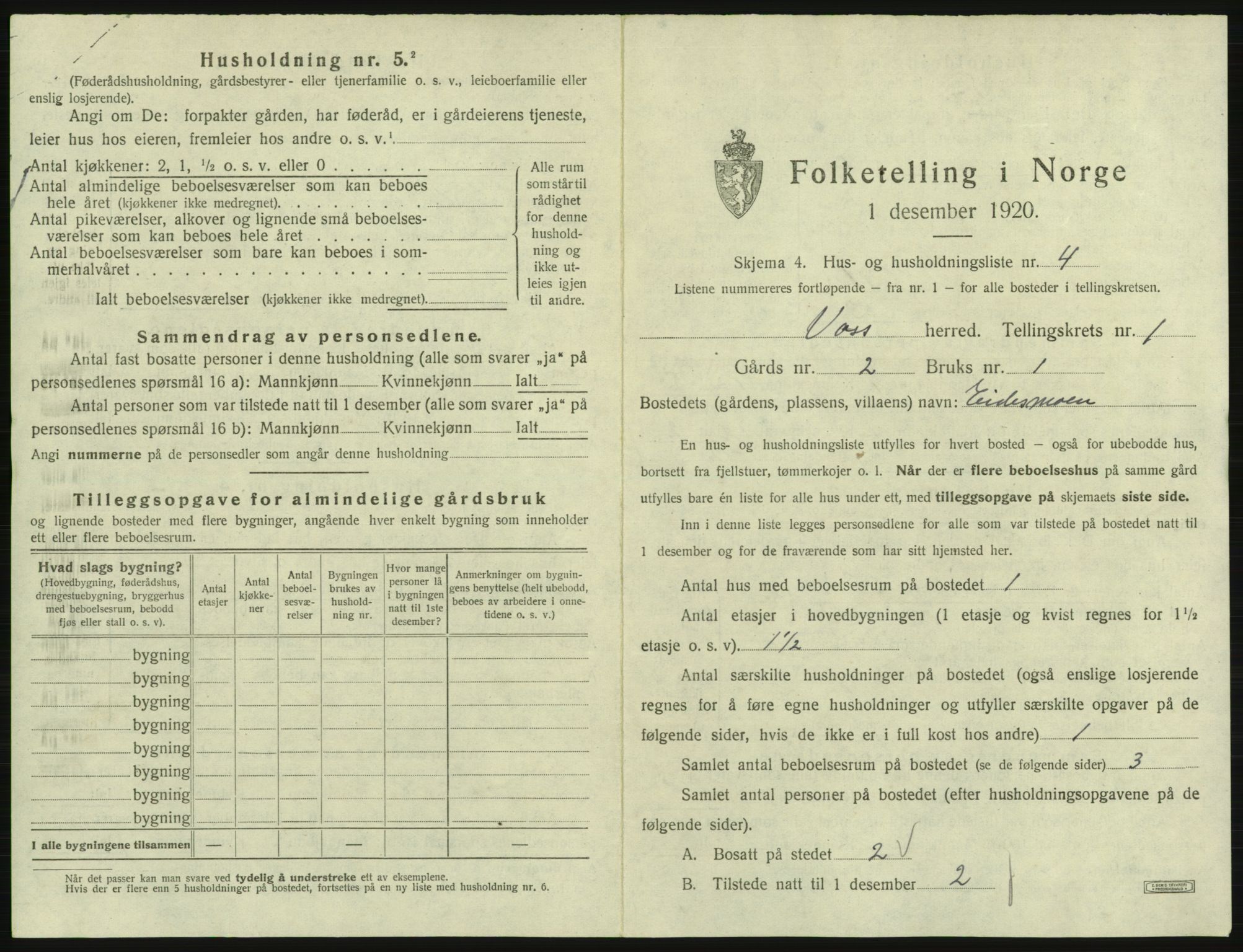 SAB, Folketelling 1920 for 1235 Voss herred, 1920, s. 111
