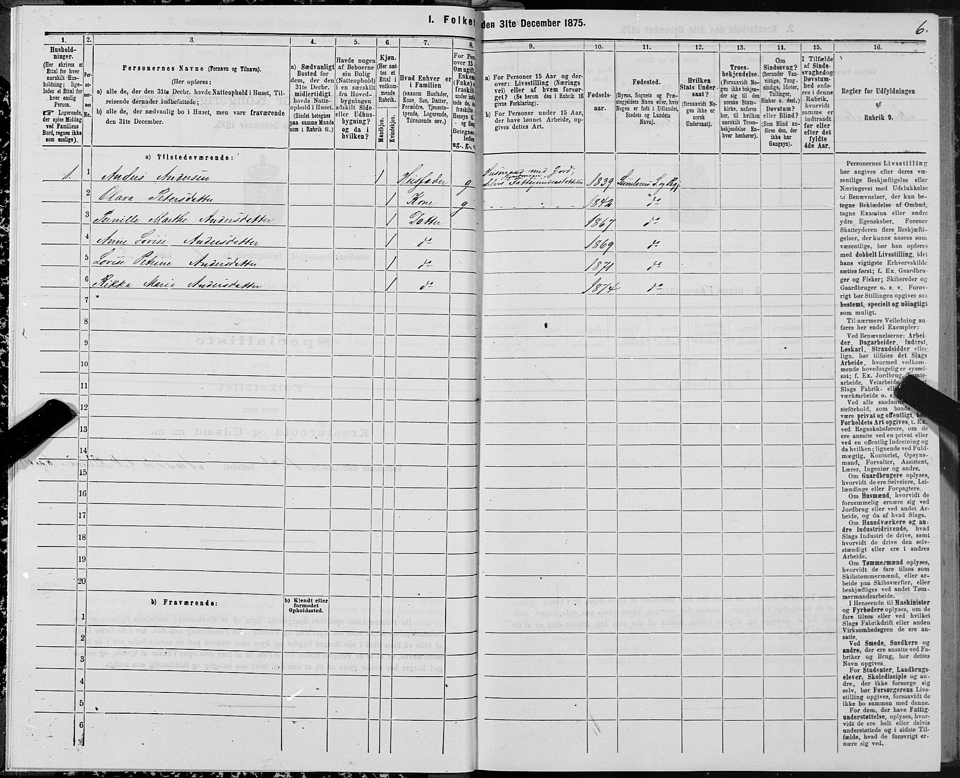 SAT, Folketelling 1875 for 1523P Sunnylven prestegjeld, 1875, s. 1006