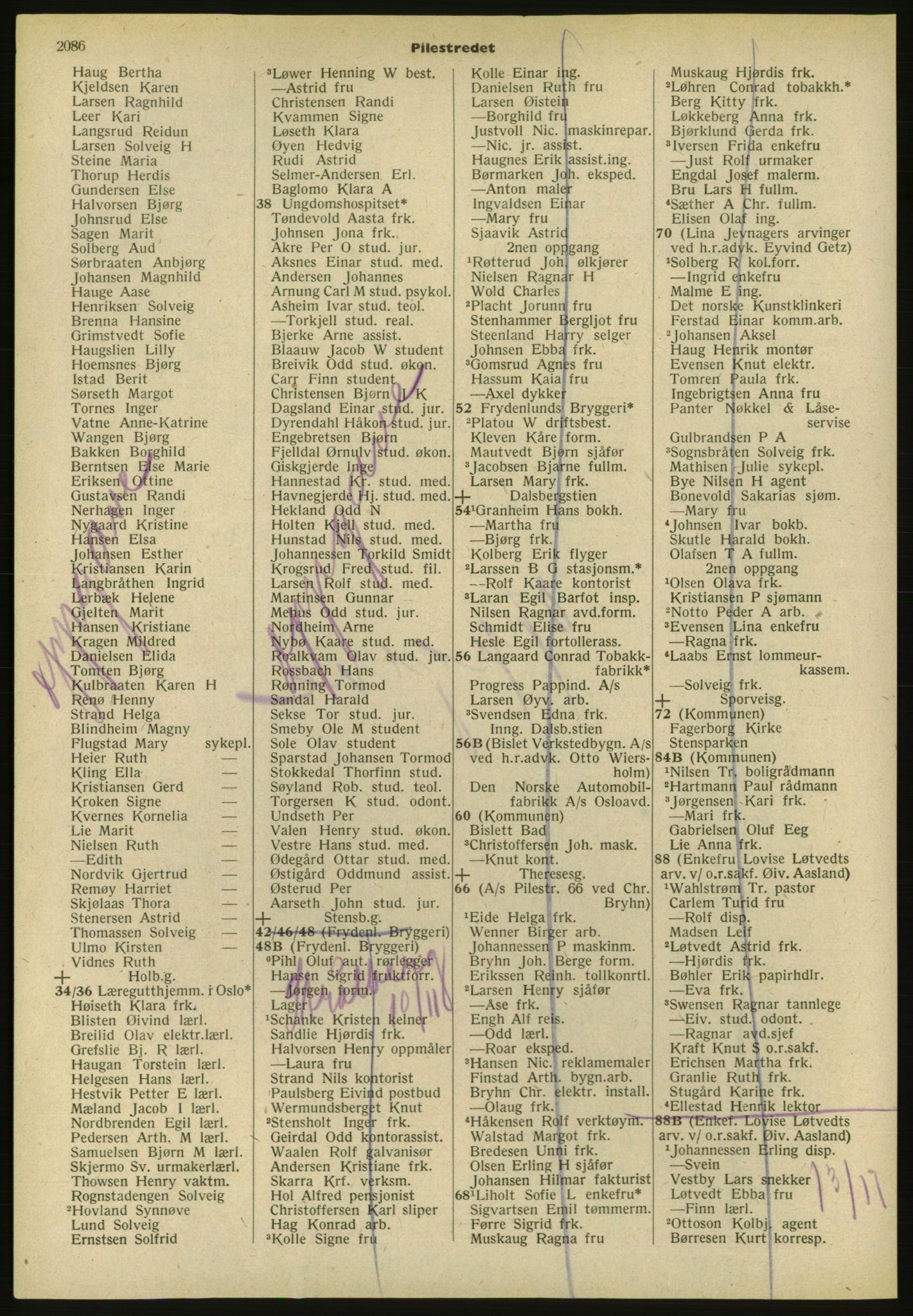 Kristiania/Oslo adressebok, PUBL/-, 1952, s. 2086