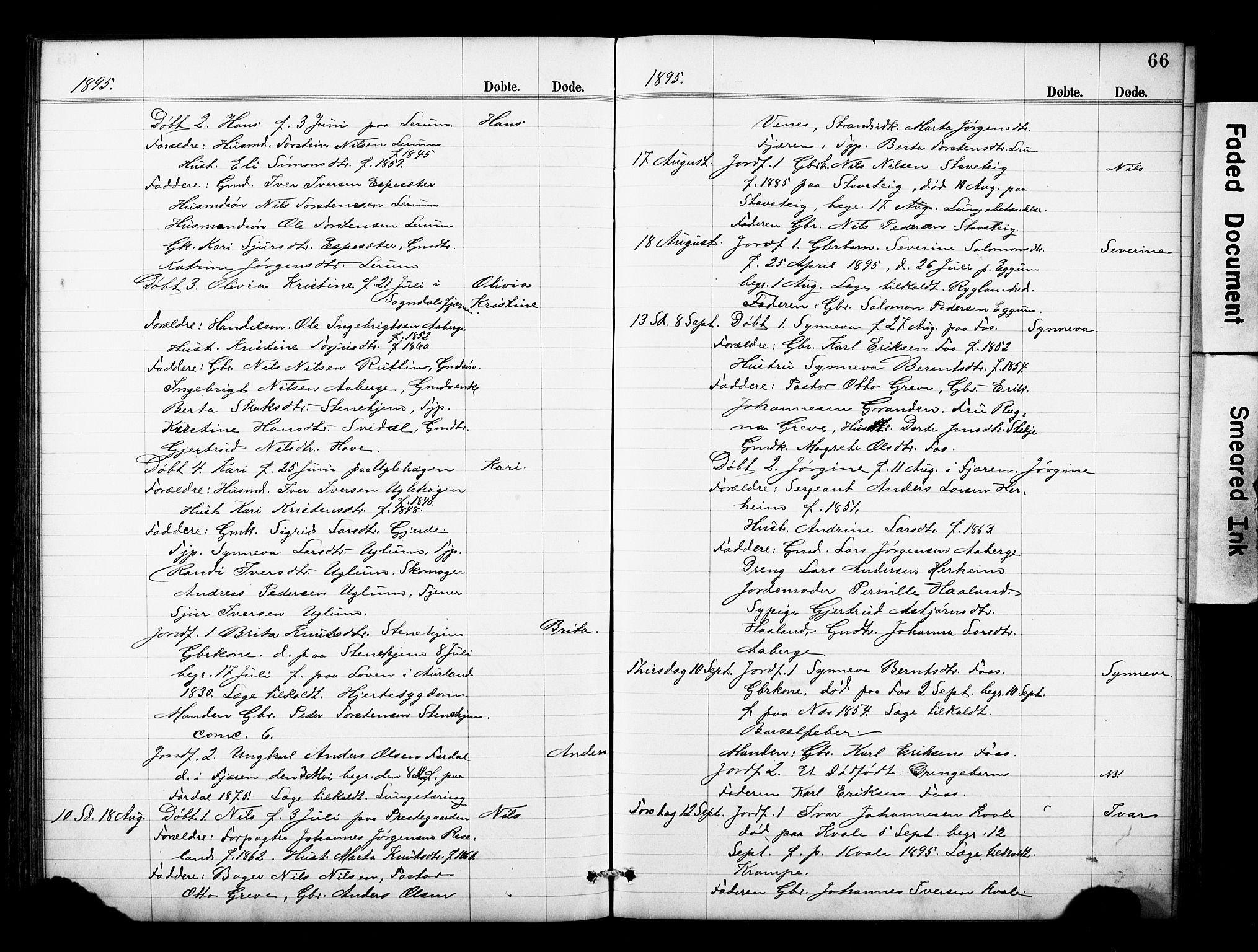 Sogndal sokneprestembete, AV/SAB-A-81301/H/Hab/Haba/L0001: Klokkerbok nr. A 1, 1887-1907, s. 66