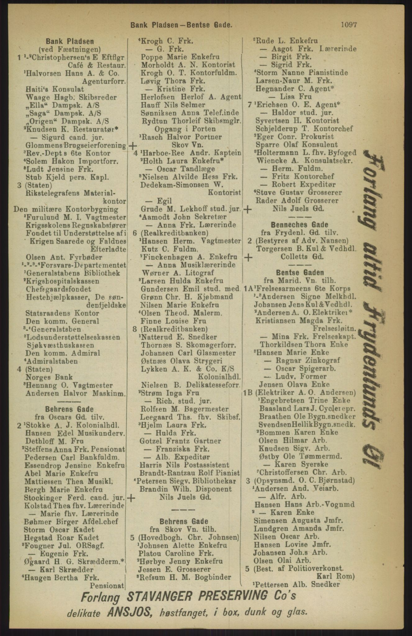 Kristiania/Oslo adressebok, PUBL/-, 1911, s. 1097